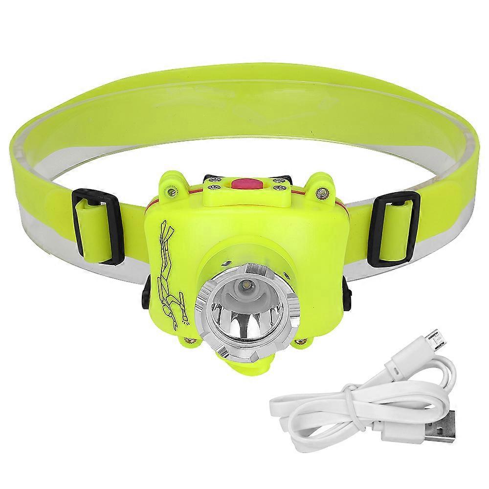 Diving ABS plastic headlamp, USB rechargeable, yellow