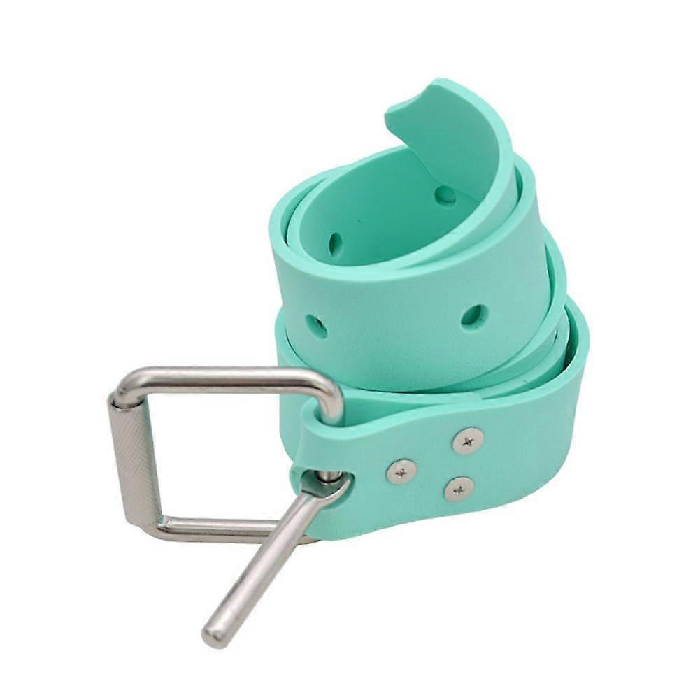 Weight belt made of silicone with adjustable lead weight block for diving, spearfishing. Diving belt in green.