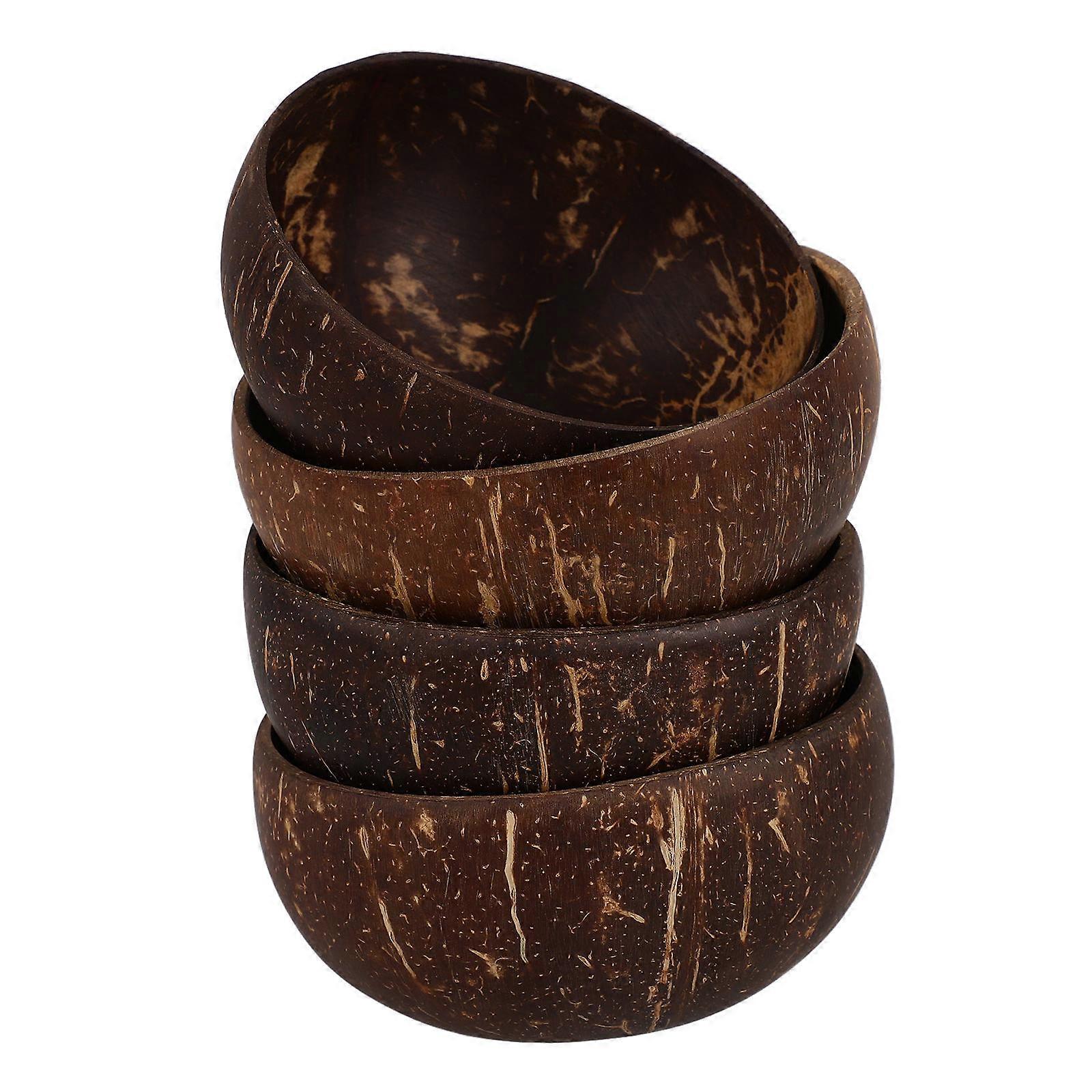 Creative Coconut Craft Storage Bowl Natural Coconut Shell Bowl For Food Serving Small Coconuts Bowl 4Pcs