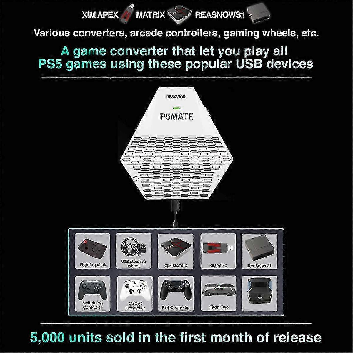 Convertisseur Besavior P5Mate adapté à la console de jeu PS5 adapté à XIM Matrix APEX REASNOWS1 Titan Various Periphera 2025