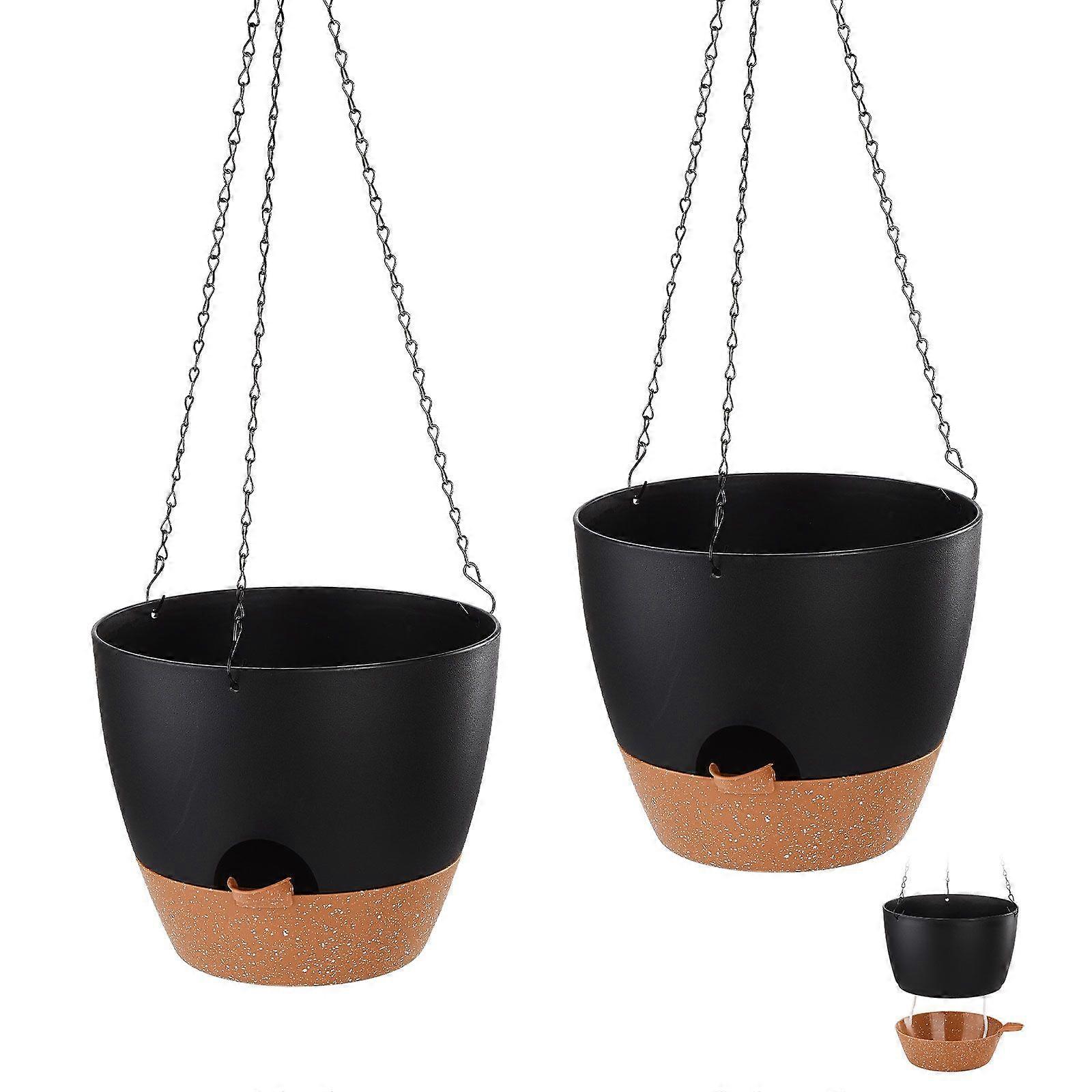 Self-Watering Hanging Planters 25 cm Eco-Friendly PP Material for Indoor/Outdoor Use Featuring Detachable Saucer and Visible Water Level