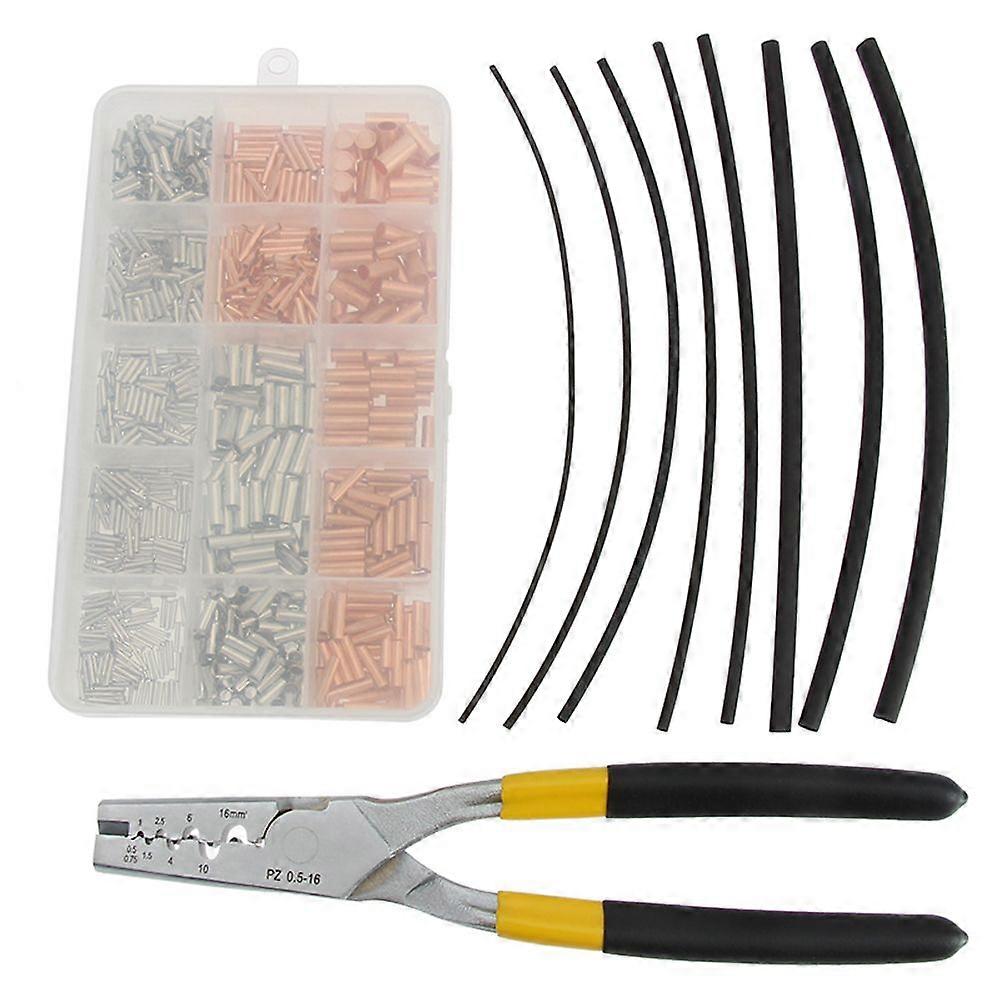970pcs Copper Terminal Set CopperPipe Terminals Kit with Terminals Box Terminals with Heat~shrinkable Tube CopperPipe Connector Copper Cable Crimp Ter
