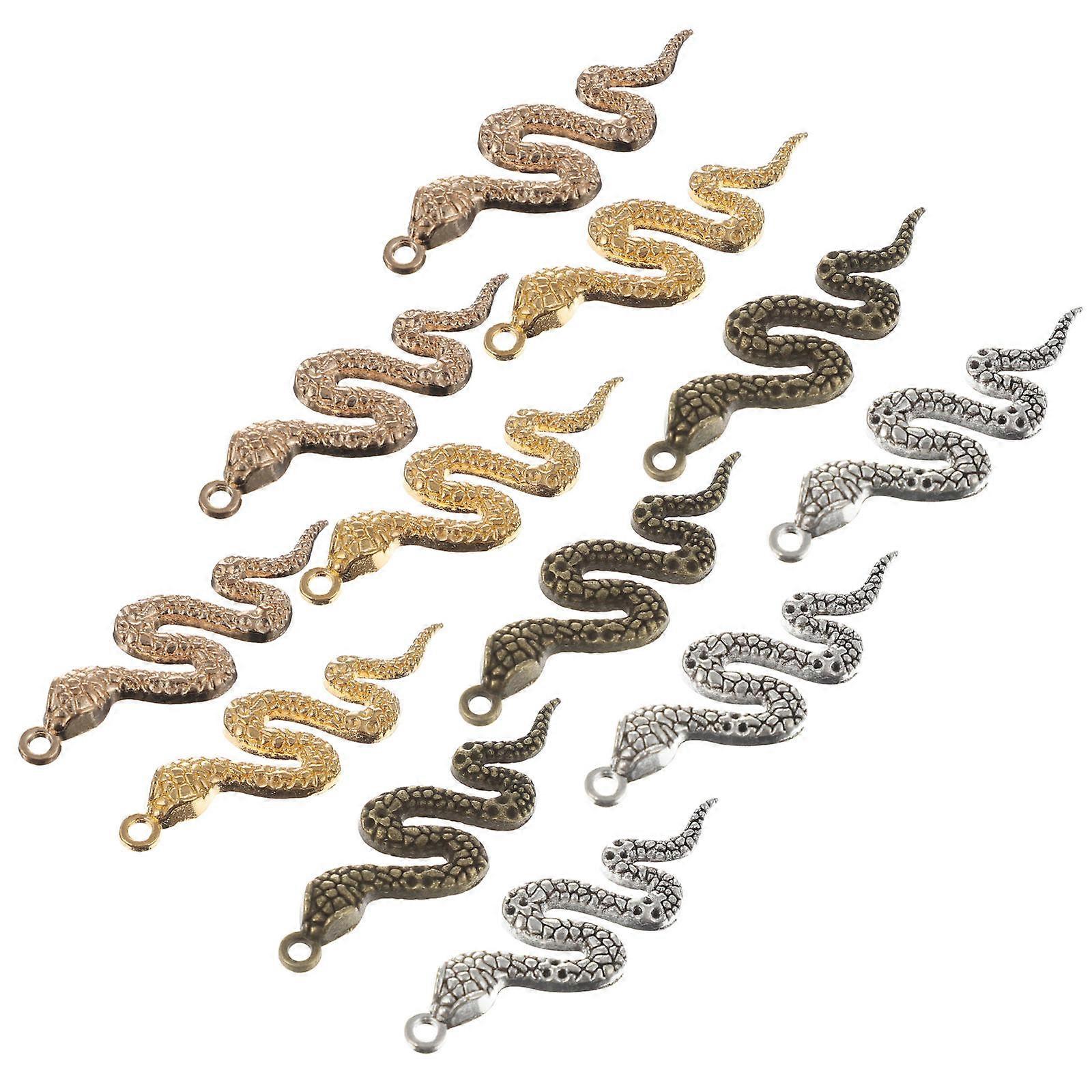 DIY Smycken Prydnad Brons Färg Orm Legering Hängen Halsband Berlocker För DIY Projekt 40st