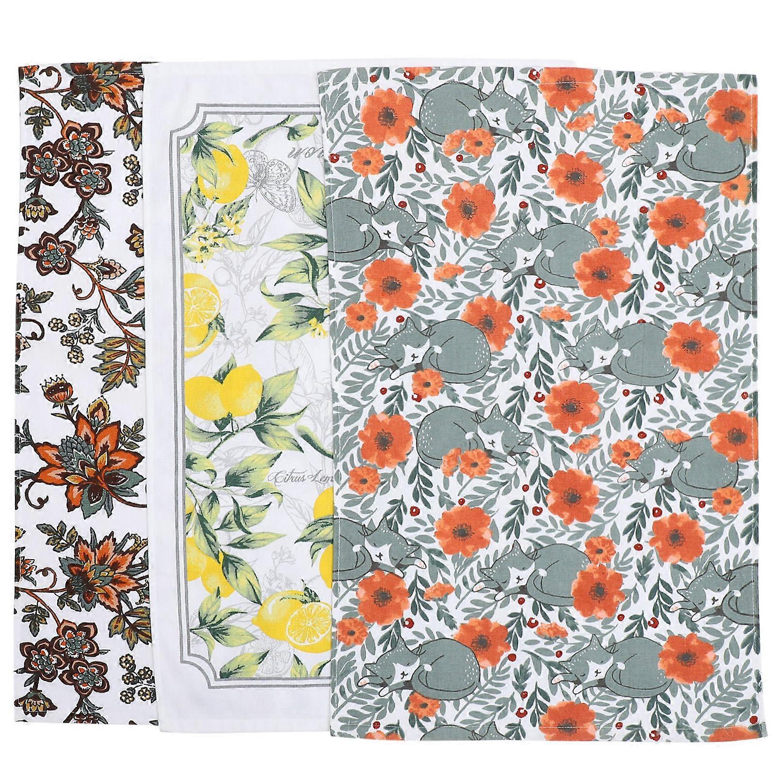 Kitchen Hand Towels Multi Functional Tea Towel For Home Use Super Absorbent 3Pcs