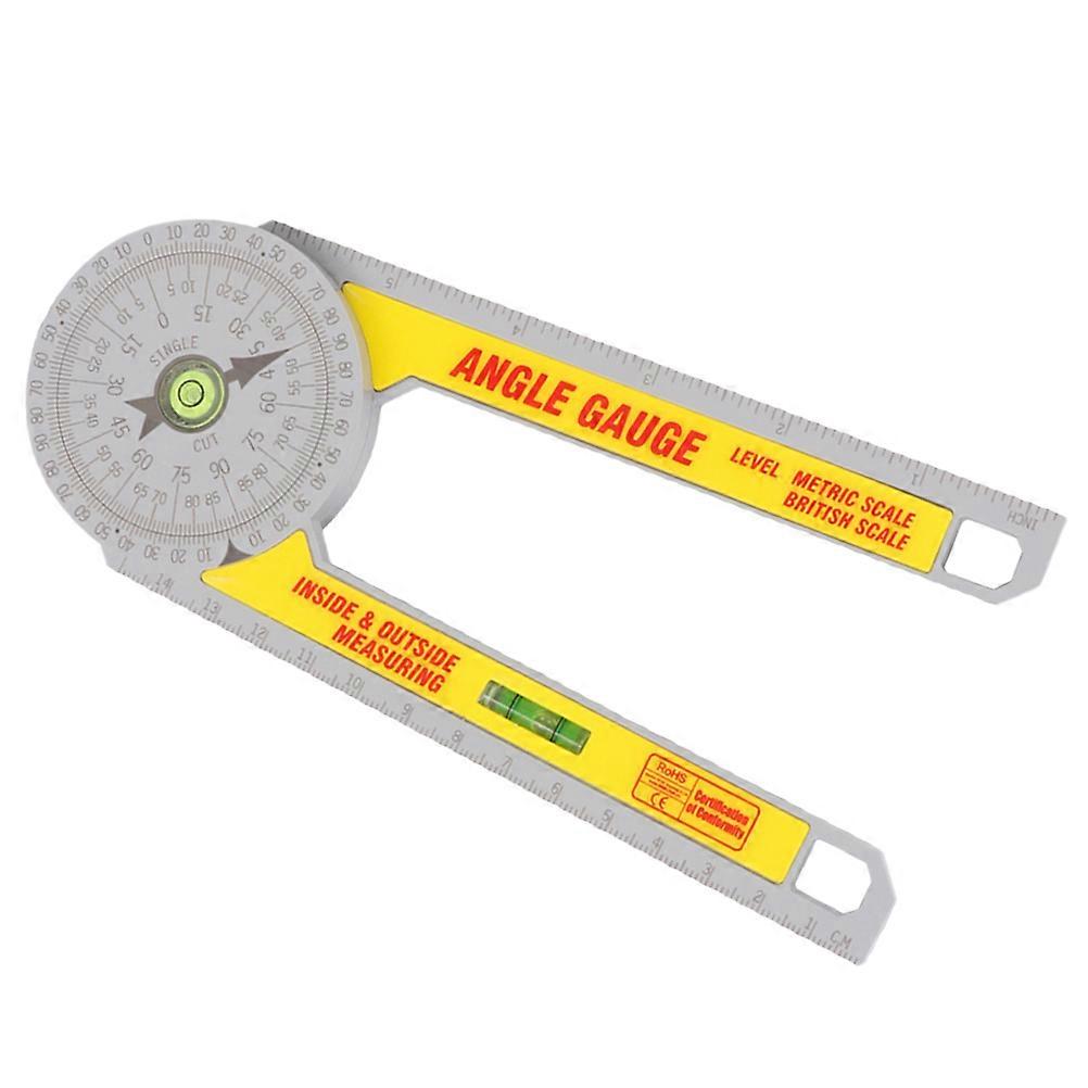 Durable Angle Ruler for Measuring 360 Degree Made of Stainless Steel and ABS Plastic Yellow