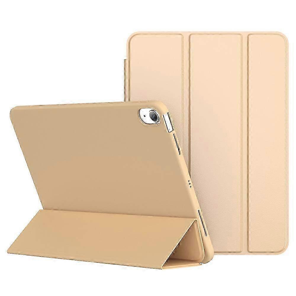 Tri-Fold Stand Tablet Case with Leather and TPU Cover Compatible with iPad (10.9 Inch 2022 Model) - Gold