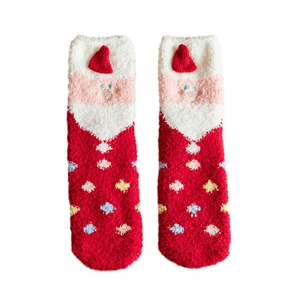Fashionable Winter Socks Breathable Polyester For Men Old Man With Red Hat Design Fluffy Christmas Stockings