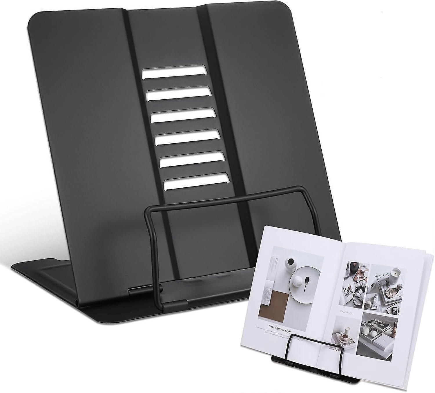 AURA Book Stand, Metal, Black,with Adjustable Angle, Portable Stand for Reading Book, Documents, Tablet, Mobile Phone and Book Display