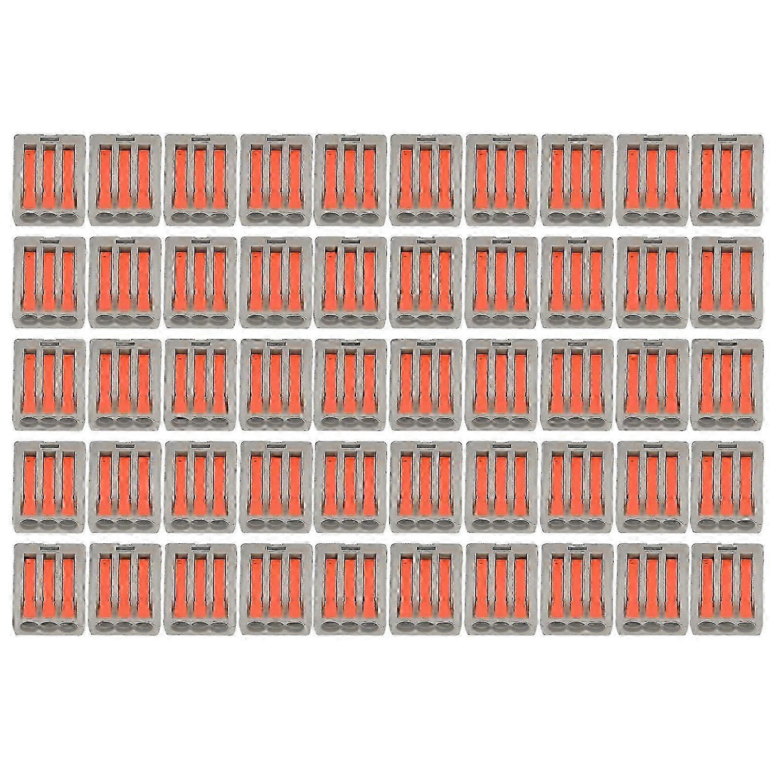 50Pcs 3 porte Wire Connector Bronze PC Compact Wires Fast Connection Terminal per il cablaggio dell'edificioOrange