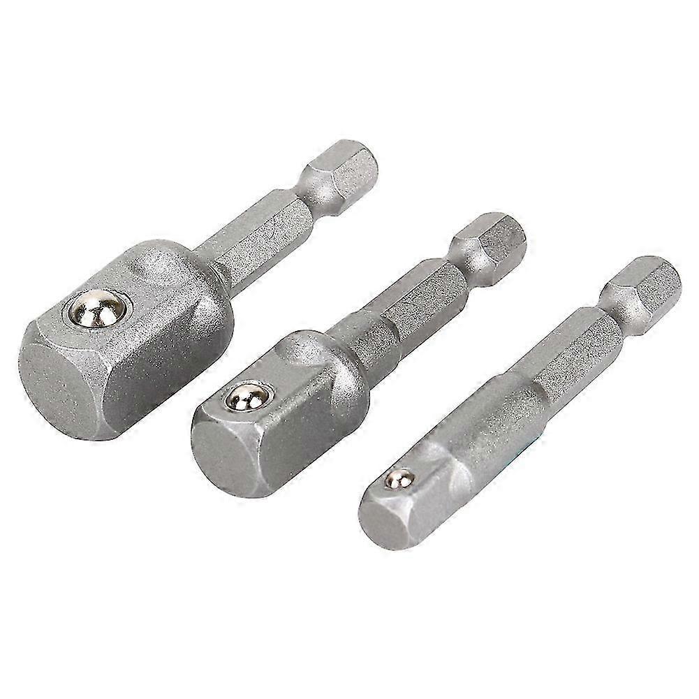 3pcs Drill Socket Adaptor Hex Drive to 1/4 3/8 1/2 Drive Impact Tool