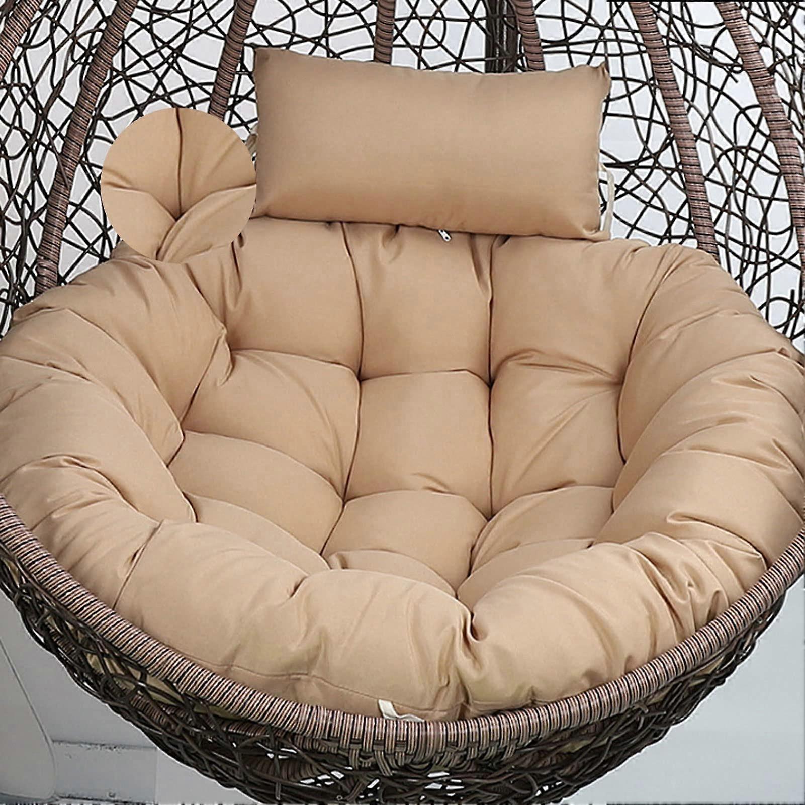 Hanging Chair Outdoor Use, Soft Hammock Cushion, Terrace Wicker, Replacement Rattan Swing Cushion, Khaki, 120 cm