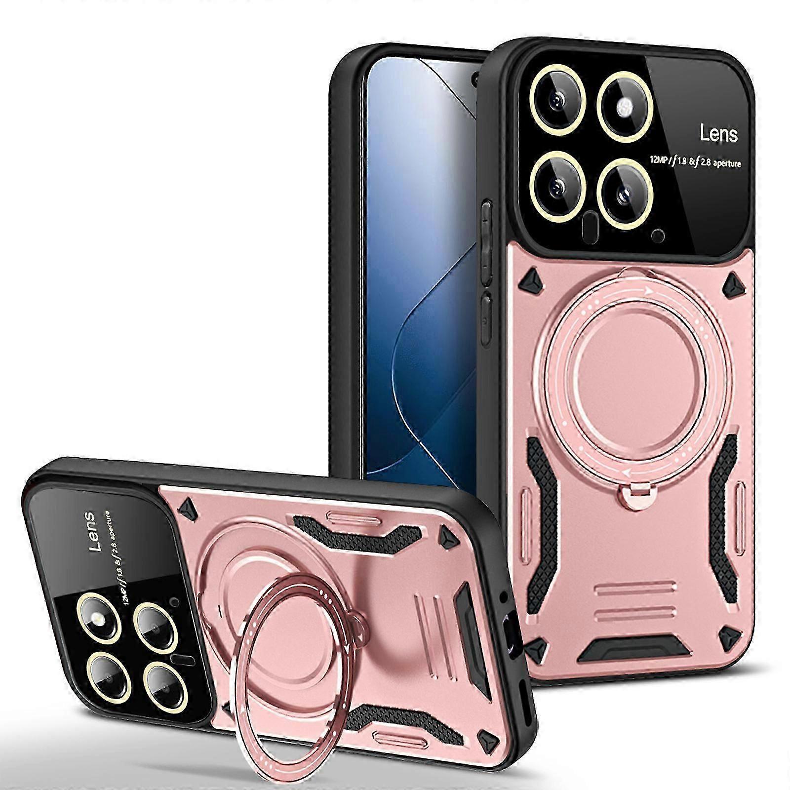 حافظة Xiaomi 14 مع مسند دائري مغناطيسي ، تصميم إطار عرض كبير ، واقي عدسة الكاميرا بالكامل ، غطاء عسكري مقاوم للصدمات