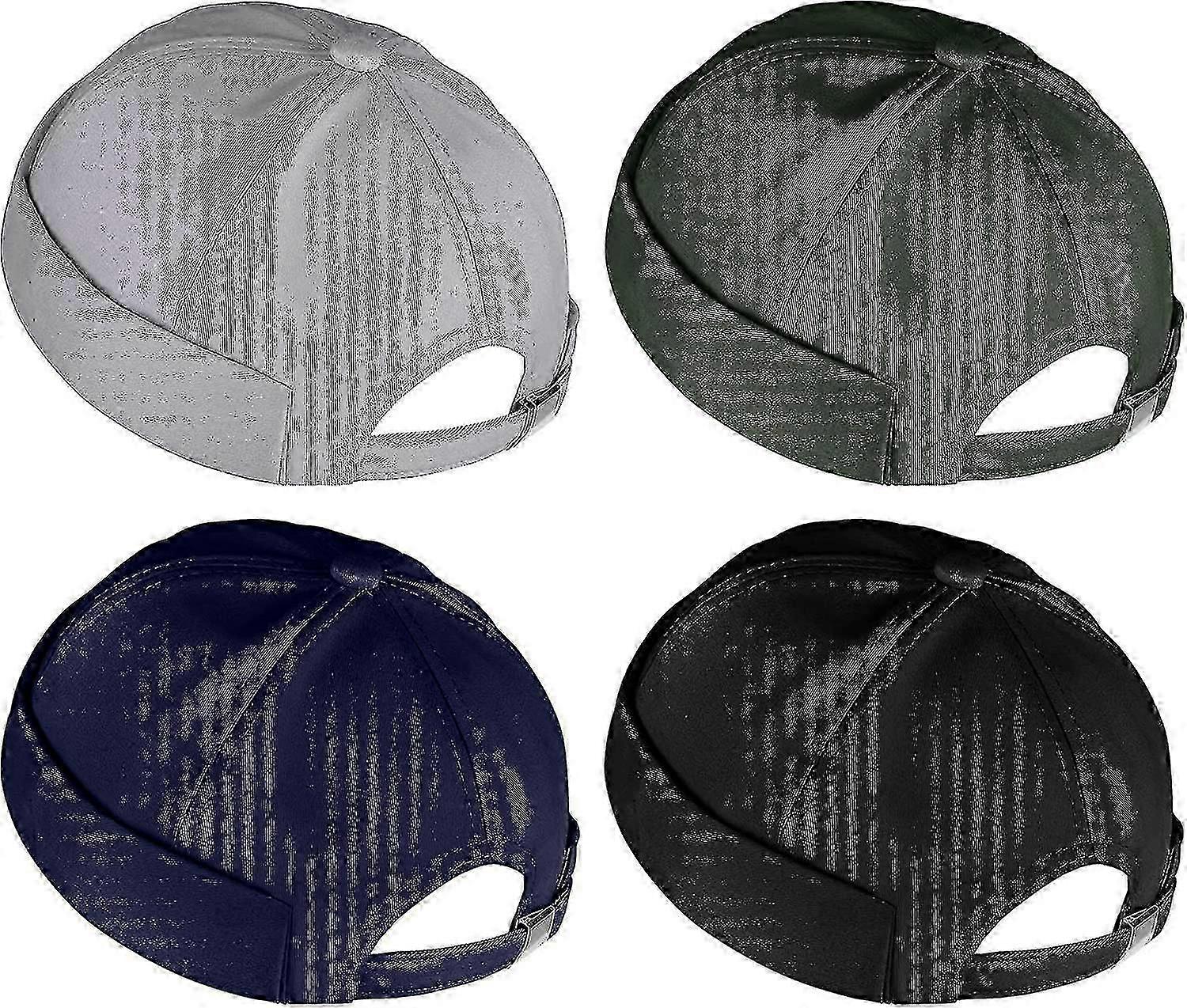 4 Stück randloser Hut Docker Cap Retro Baumwolle No Brim Hat Einstellbare Rollmanschette Brimless Cap