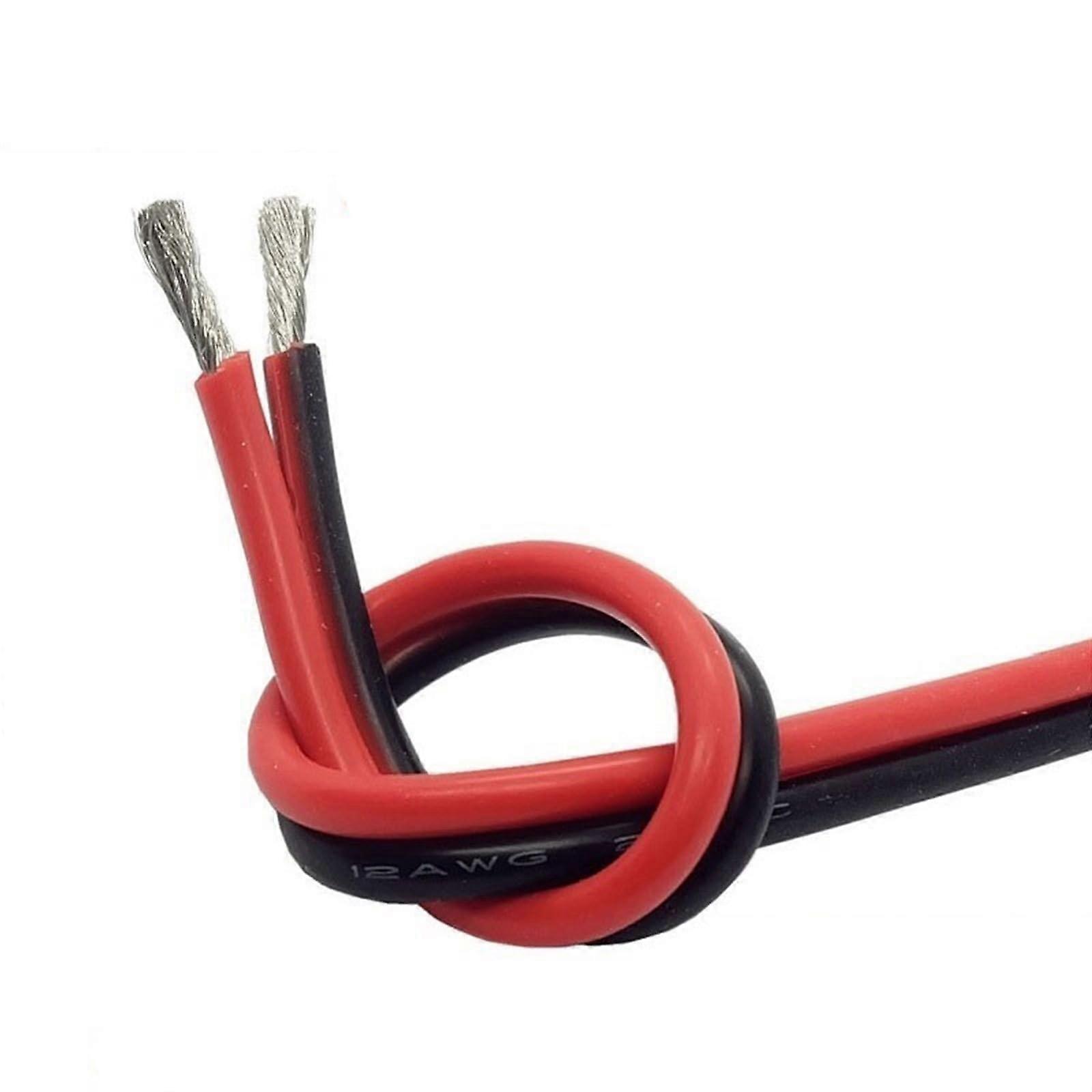 Flexible LED Lamp Connection Cable - Super Soft Silicone Rubber Wire, 5m Length, 26 AWG, 2 Pins, Black and Red for DIY Solar Applications