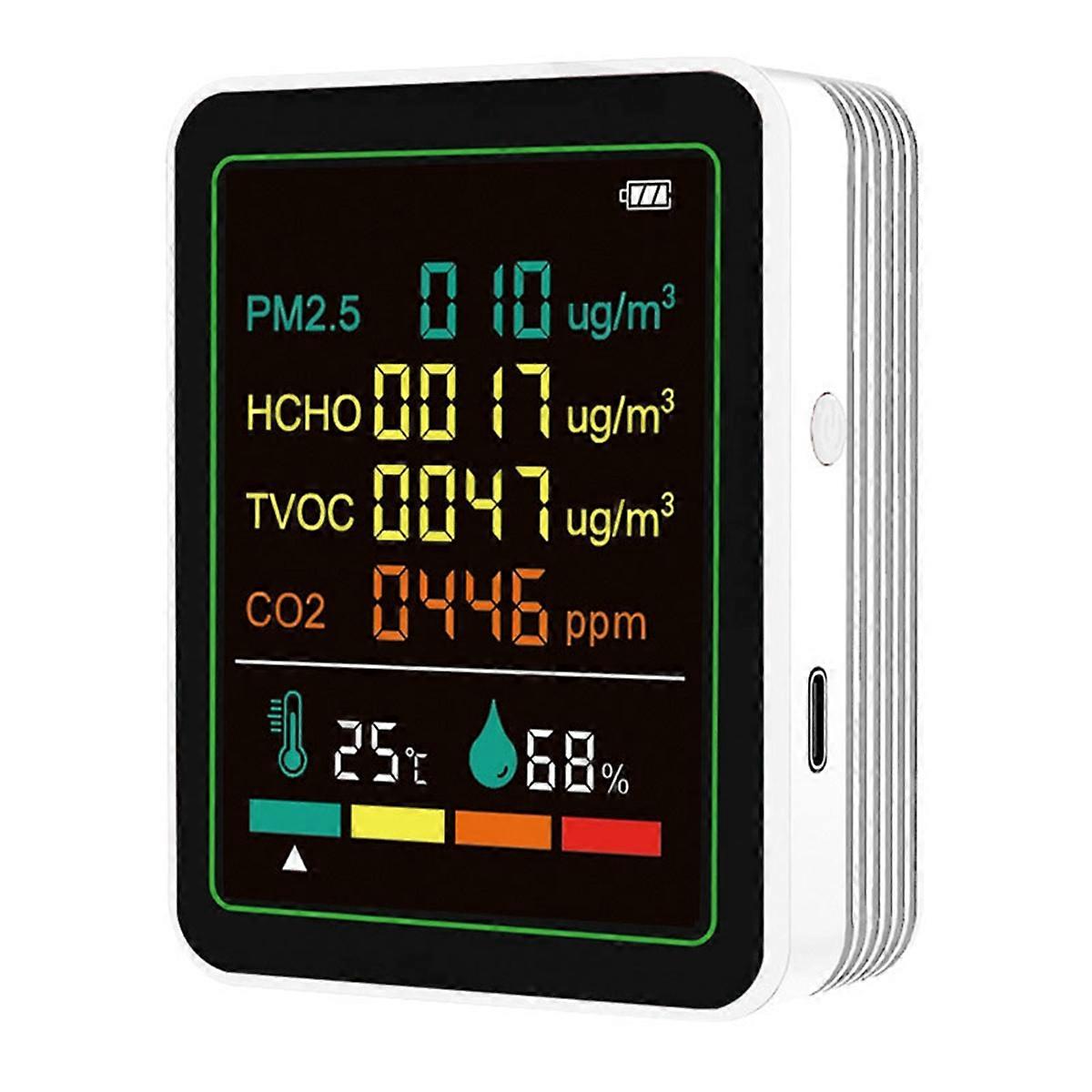 MT07WT 6-in-1 Indoor Air Quality Monitor Portable PM2.5 Tester White