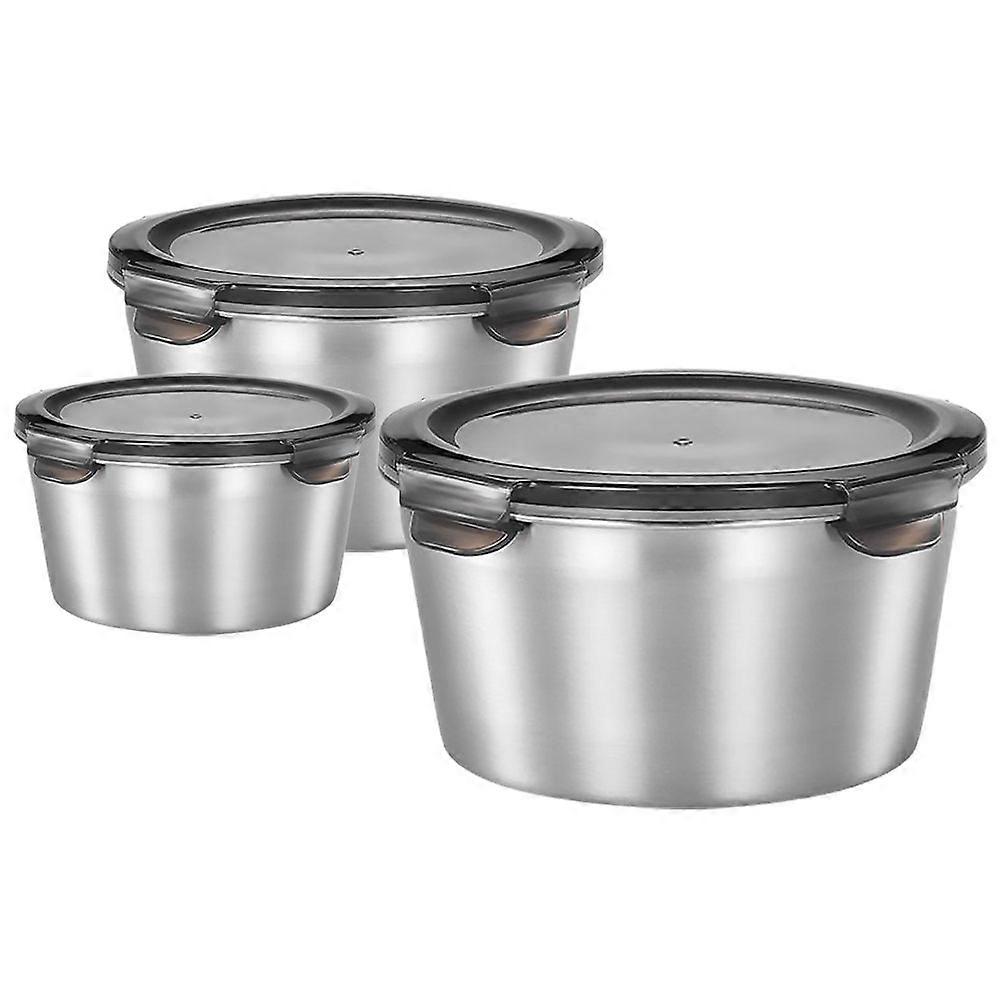 Stainless Steel Airtight Container Food Storage Box Dining Room 19.00X19.00X10.00cm 3Pcs