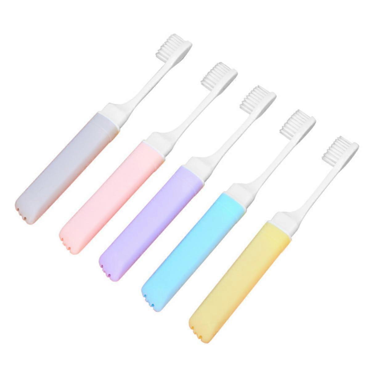 Foldable Toothbrushes Set of 5 Ergonomic Durable Travel Toothbrushes in Random Colors Safe and Odorless Design