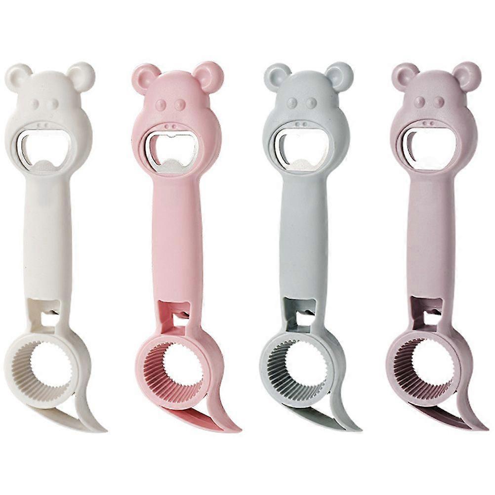 4Pcs Four-In-One Bottle Opener Practical Corkscrew Non-Slip Jar Opener Beer Bottle Opener