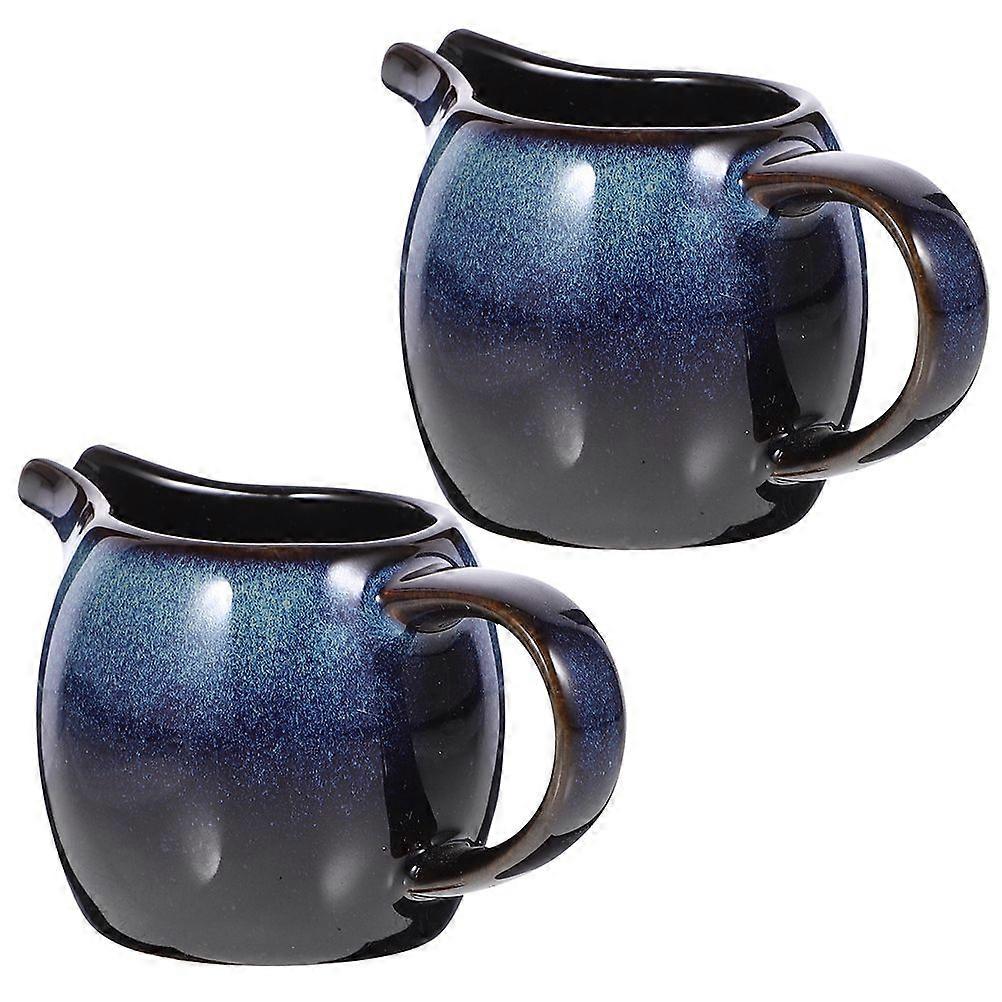 2pcs European Creative Ceramic Milk Jug With Handle And Spout Small Pitcher For Coffee Tea Sauce And Syrup Coffee Pourer Jug For Home And Cafe Use
