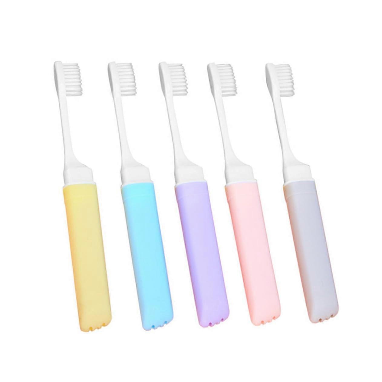 Foldable Toothbrush Set of 5 in Random Colors, Ergonomic Travel Design, Durable and Lightweight Travel Accessories
