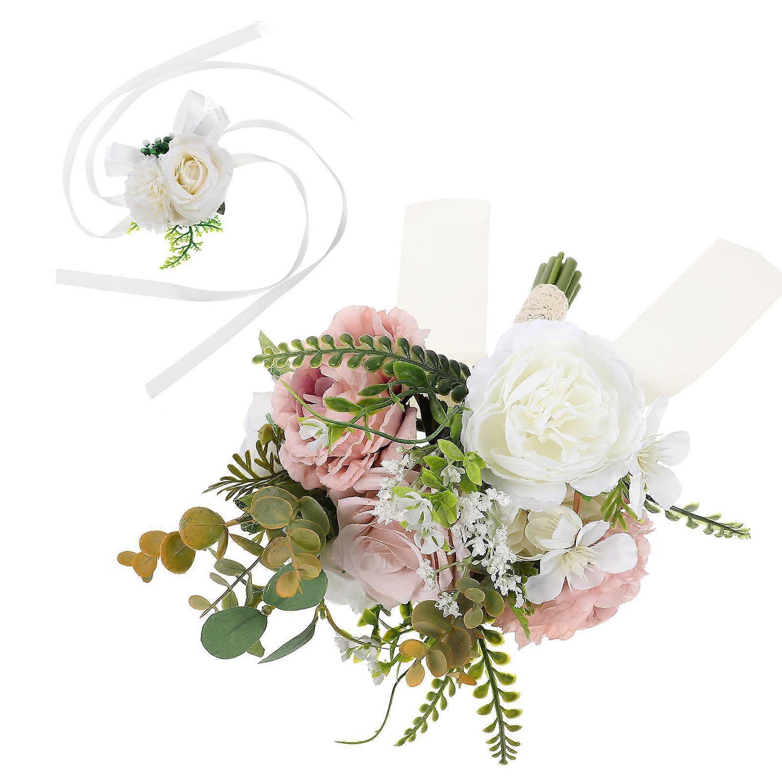 Artificial Flower Corsage Wristlet Satiny Material Engagement Scene Decoration 20.00X20.00X21.00cm 2Pack