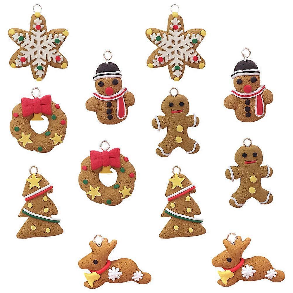 Creative Pendants Gingerbread Theme Decorations Cafe Decoration Polymer Clay 12Pcs
