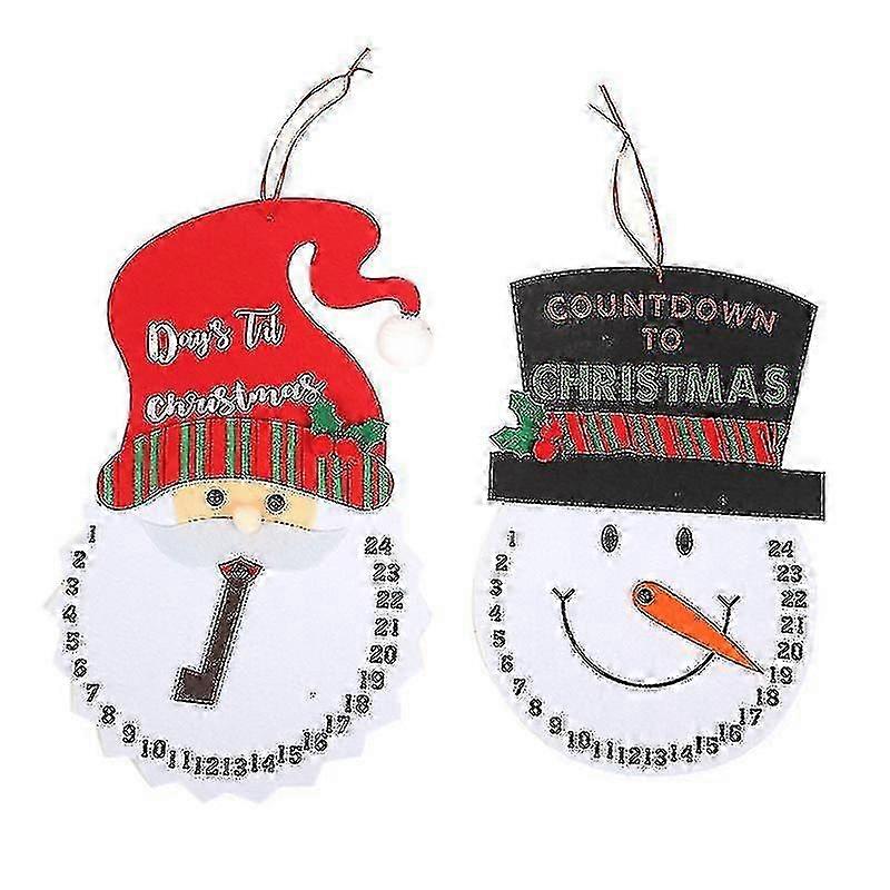 Vianočný plstený adventný kalendár - Santa Snowman Countdown (2ks) Zavesenie na stenu / dvere