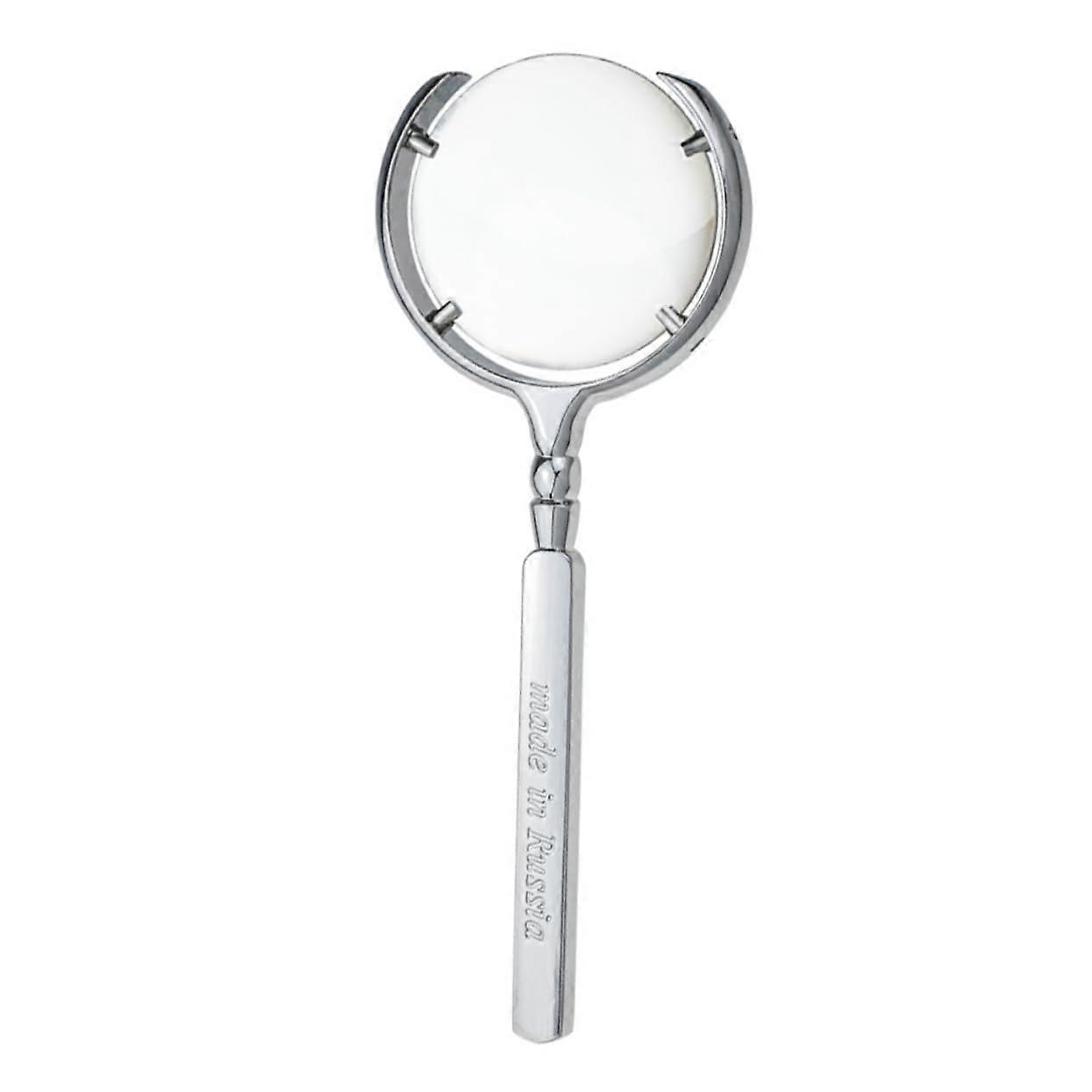 Handheld Magnifier 8x Magnifying Glass with Handle Portable Inspection and Exploration Tool Metal Silver Paper Design