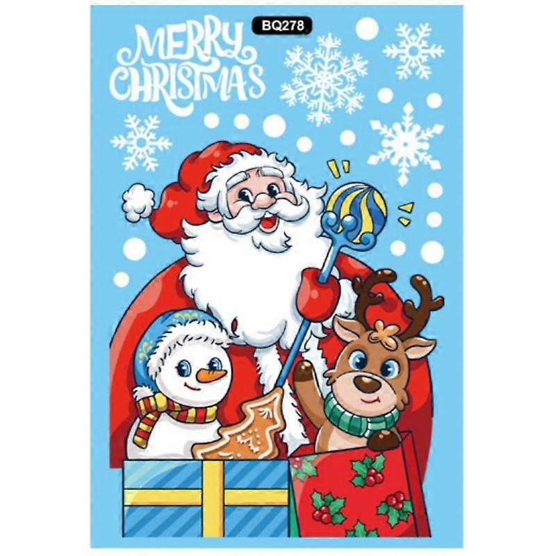 Christmas decorations Snowflake stickers Window Clings Snowman Elk Window Sticker (5pcs) BQ278