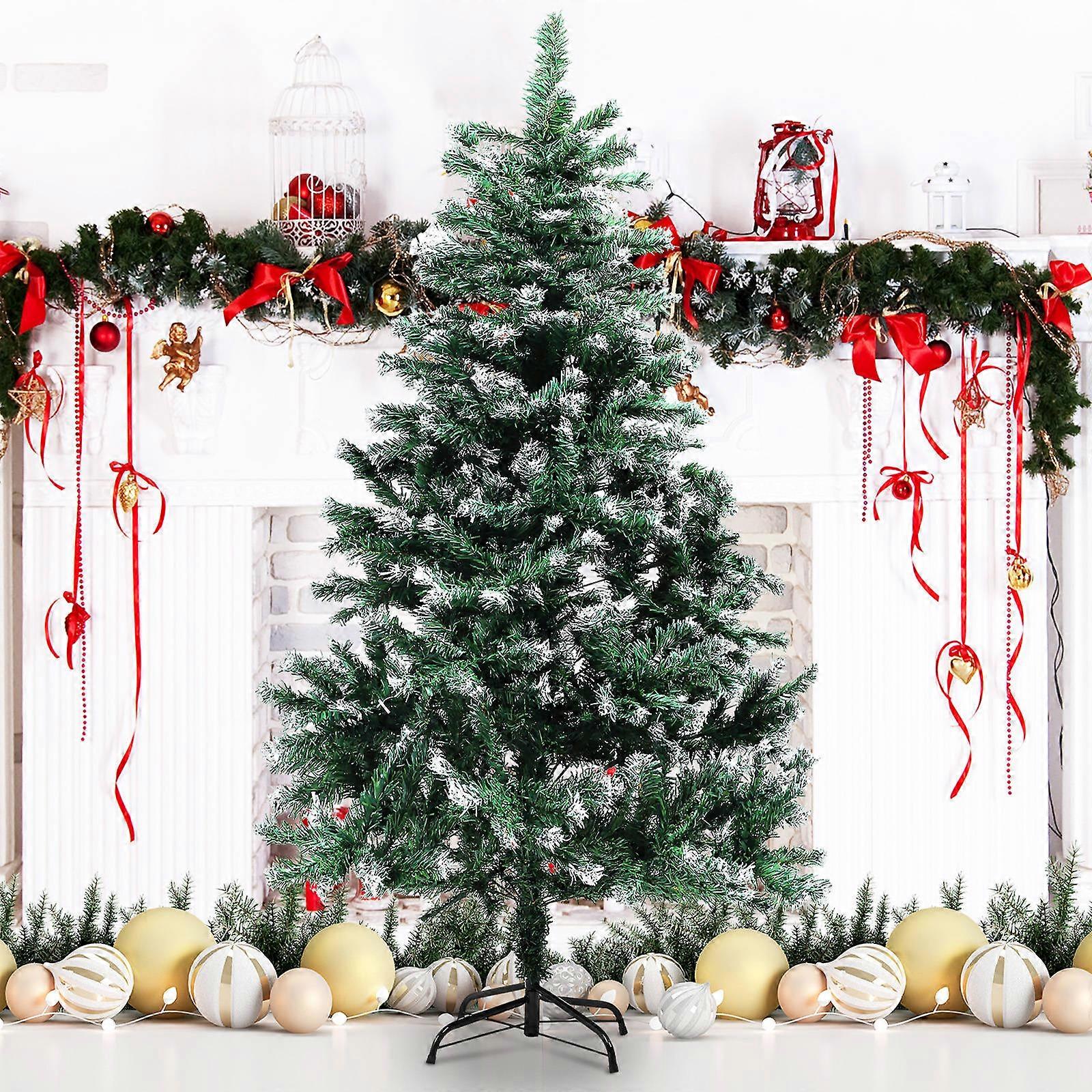 Artificial Tree Flocked Christmas Tree Green Iron Frame For Shop Display 180.00X180.00X100.00CM Party Use 1Set