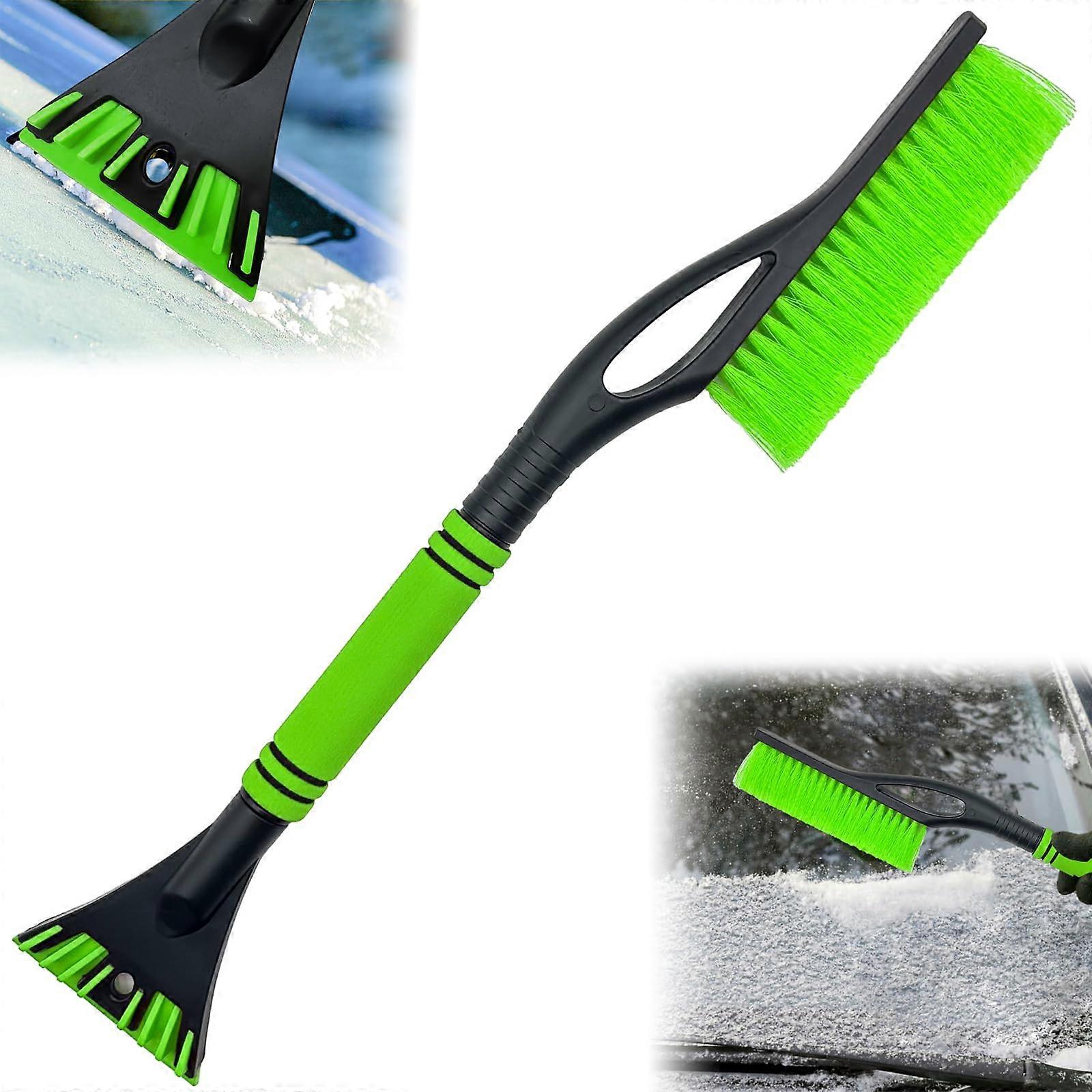 Car Ice Scraper, Snow Shovel, Windscreen Snow Cleaning, Snow Brush Tool with Foam Handle for Windscreens of Cars, SUVs and Trucks (Green)