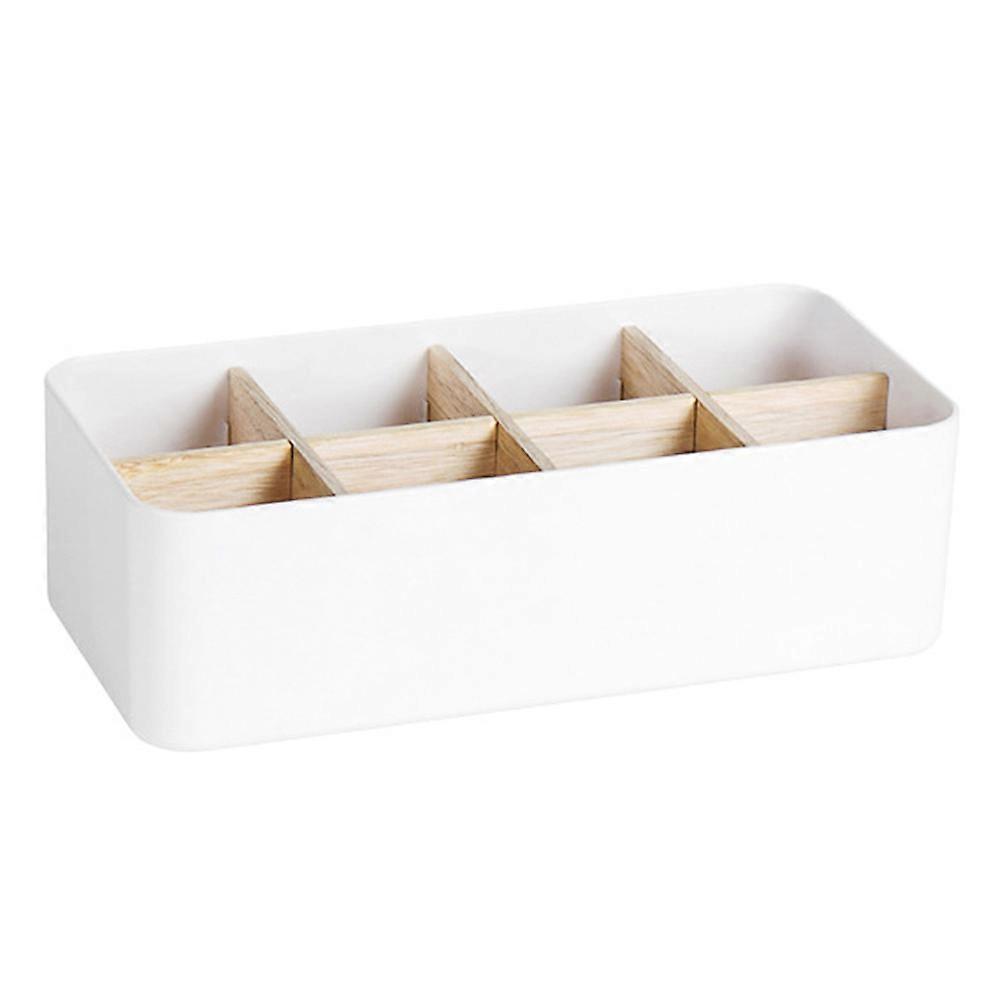 White Drawer Type Handkerchief Box with Compartments for Storage Small Size ABS Plastic