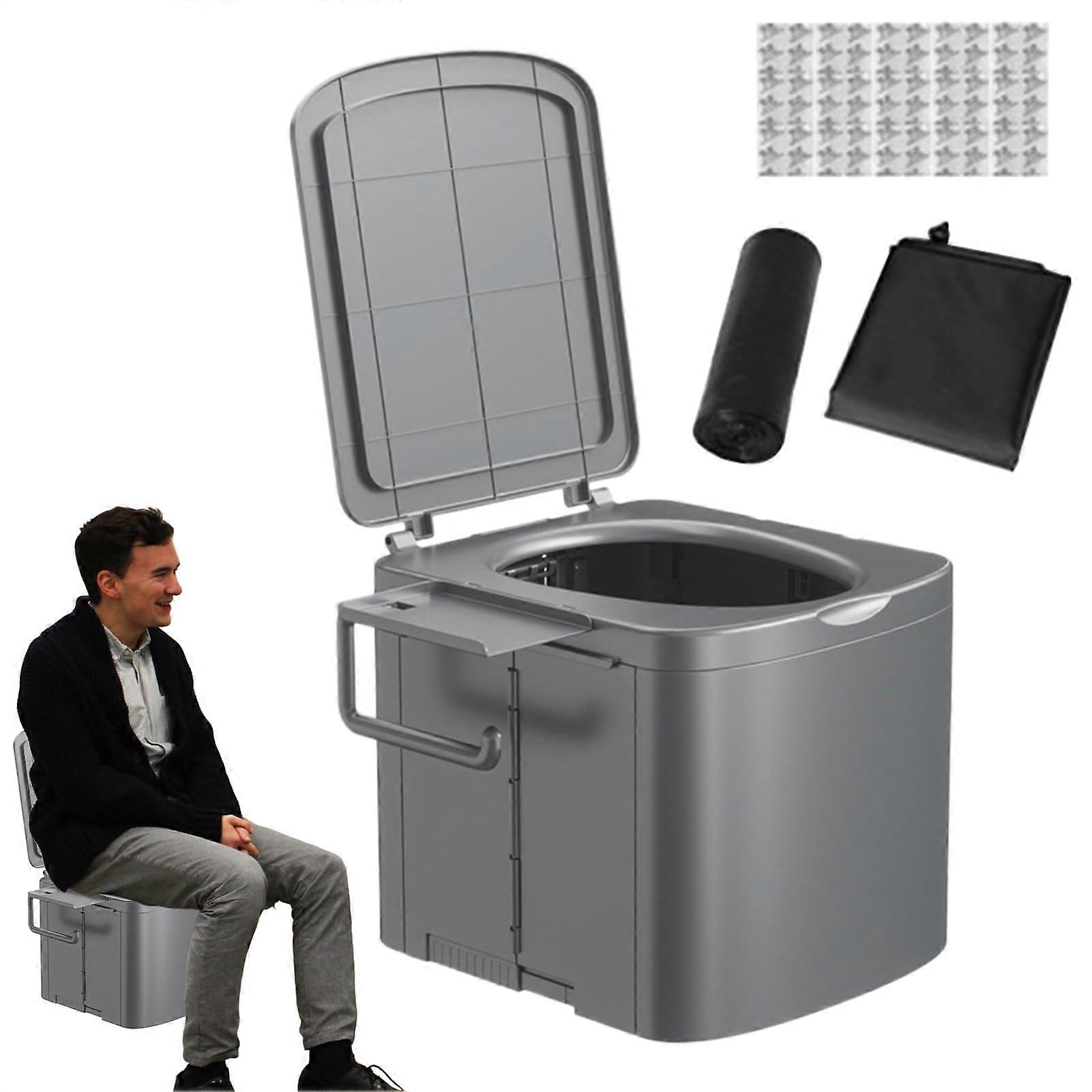 Portable Camping Toilet Foldable with Ergonomic Handle Compact, Sturdy Seat for Camping, RV Travel, Gray