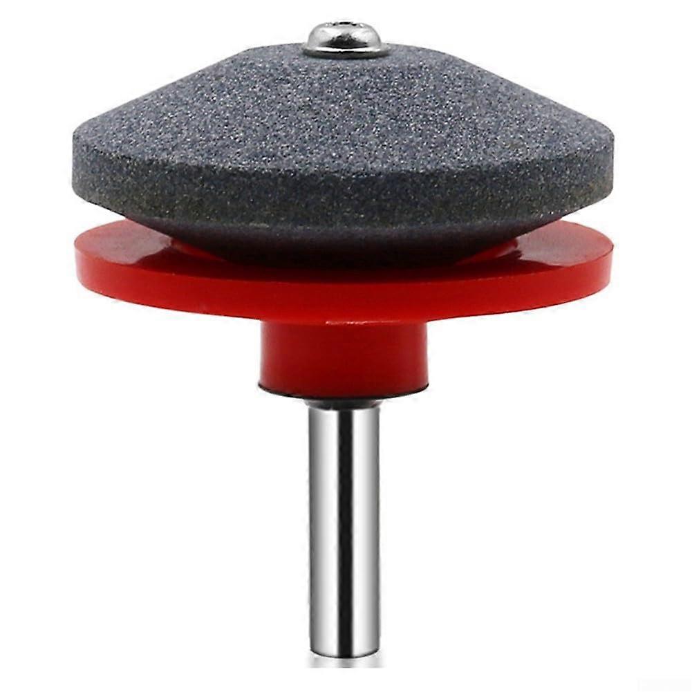 Lawn Mower Sharpener for Electric and Hand Drills, Rotating Grinding Wheel and Whetstone, Red