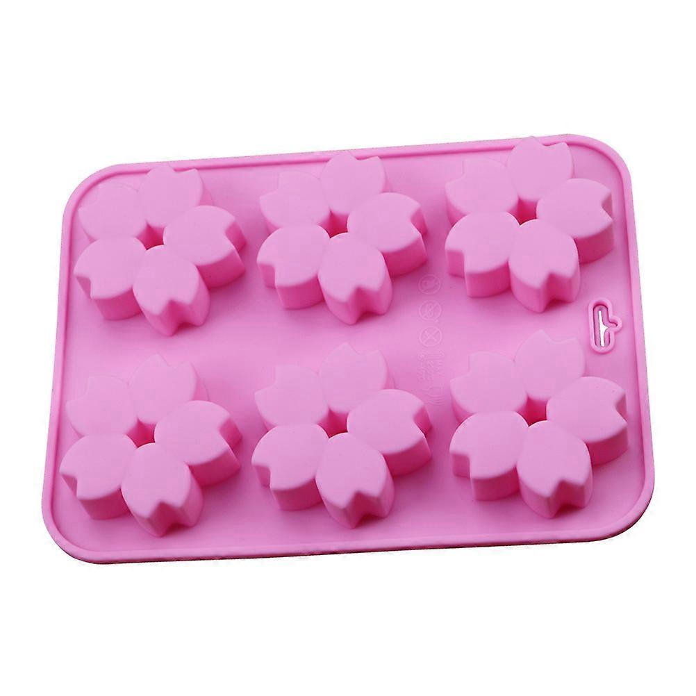 Pink Silicone Flower Cake Mold for Baking Use Suitable for Fondant Chocolate Candy Ice Cube 6 Cavities