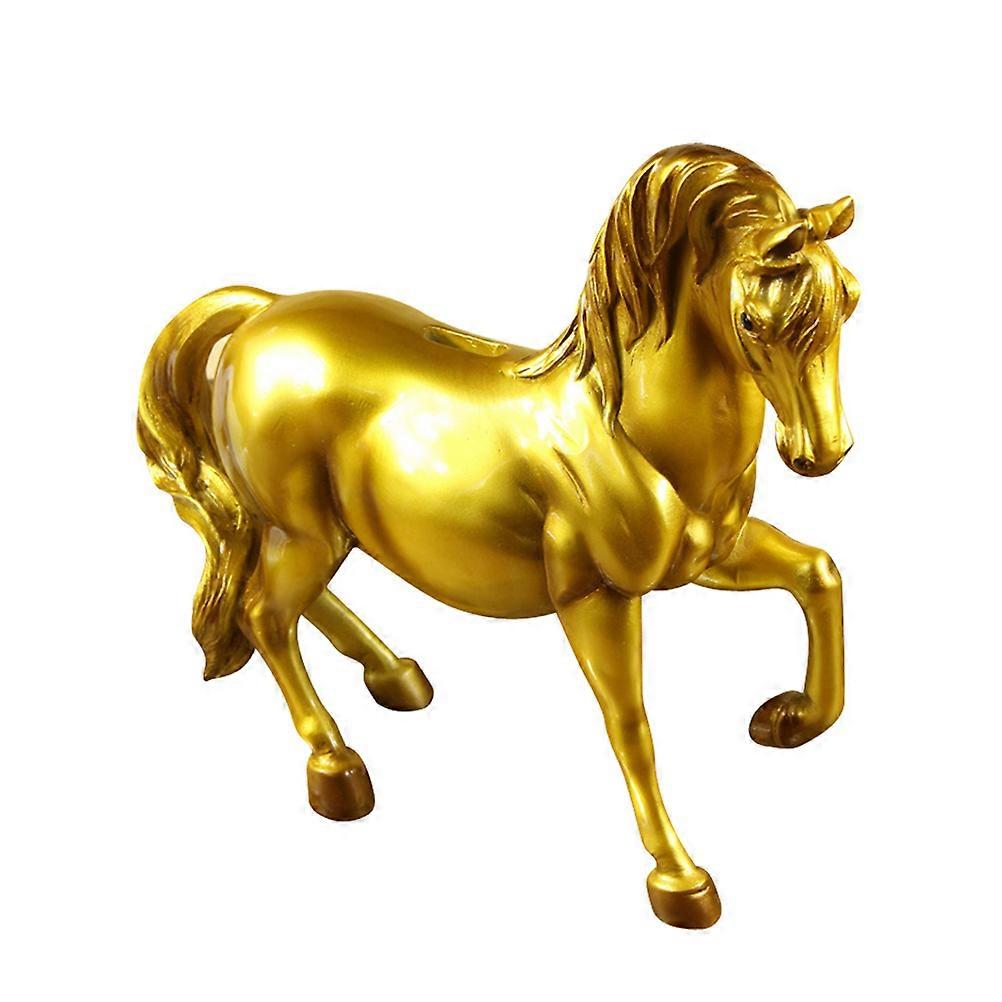 Creative Coin Bank Horse Shape Storage Jar Delicate Saving Pot Resin Pot For Kids Golden 1Pack