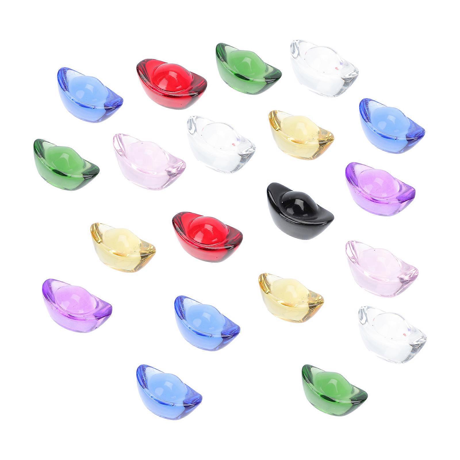 Crystal Yuan Bao Statues Ingot Shape Feng Shui Ornament Office Decoration Assorted Color 20Pack