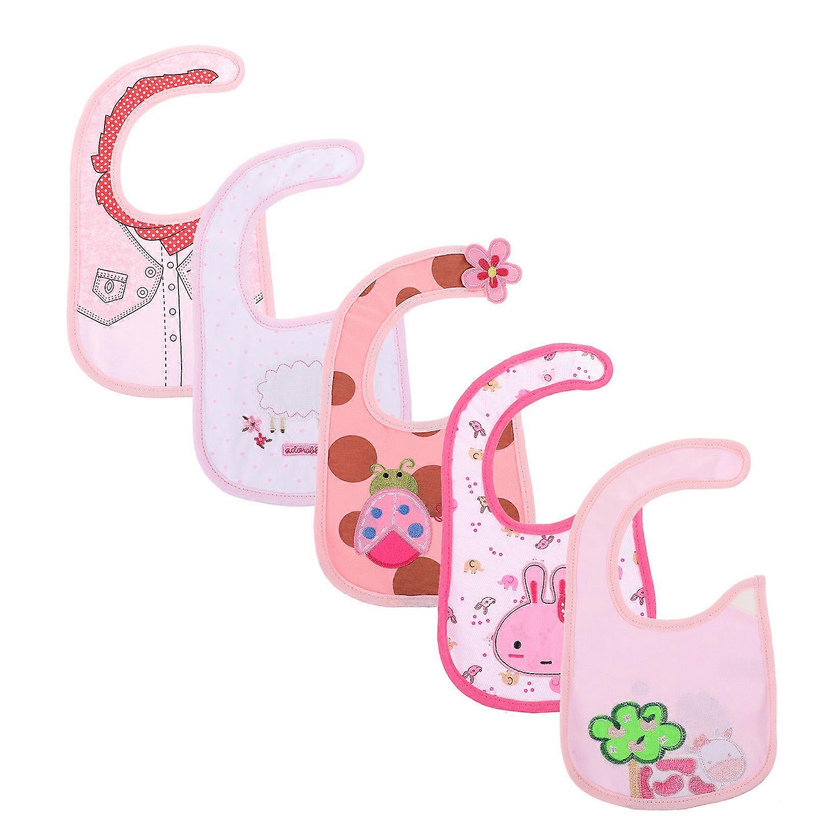 Infant Drool Towels 5Pcs Funny Cartoon Style Water-Absorbent Bibs Suitable For Baby Travel