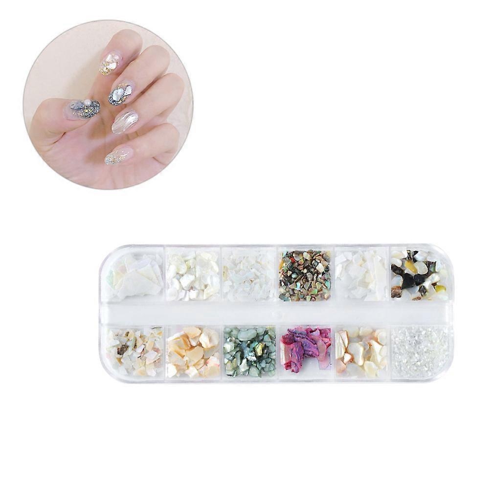 2 Sets Nail Art Decoration Accessories with Natural Shell Flakes for Creative DIY Craft Projects
