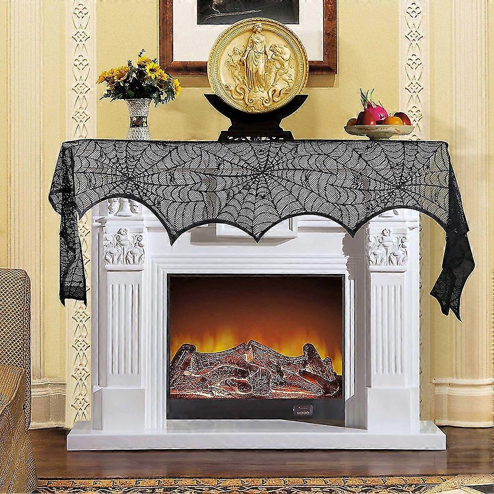 Rectangular Polyester Lace Tablecloth Spider Web Tablecloth for Halloween Dinner Party Decoration