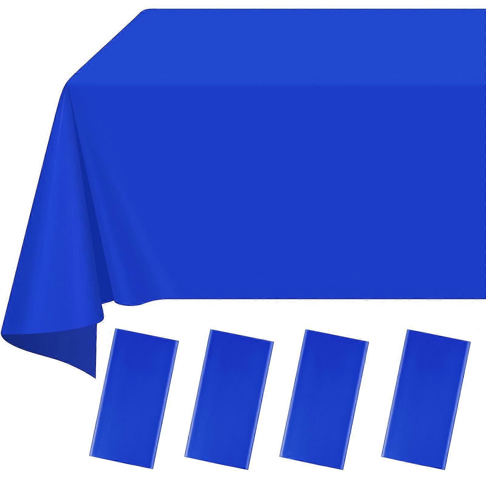 4pcs Hotel Banquet Wedding Rectangular Solid Tablecloth Royal Blue 147*259cm