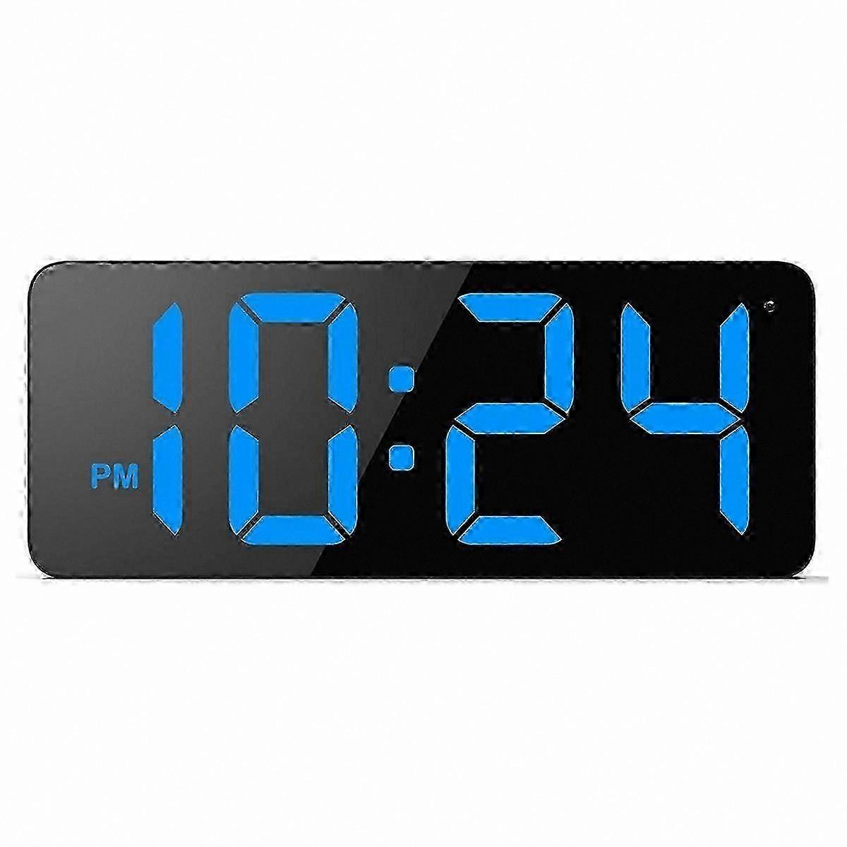 LED Digital Wall Clock with Large Display Digits, Auto-Dimming
