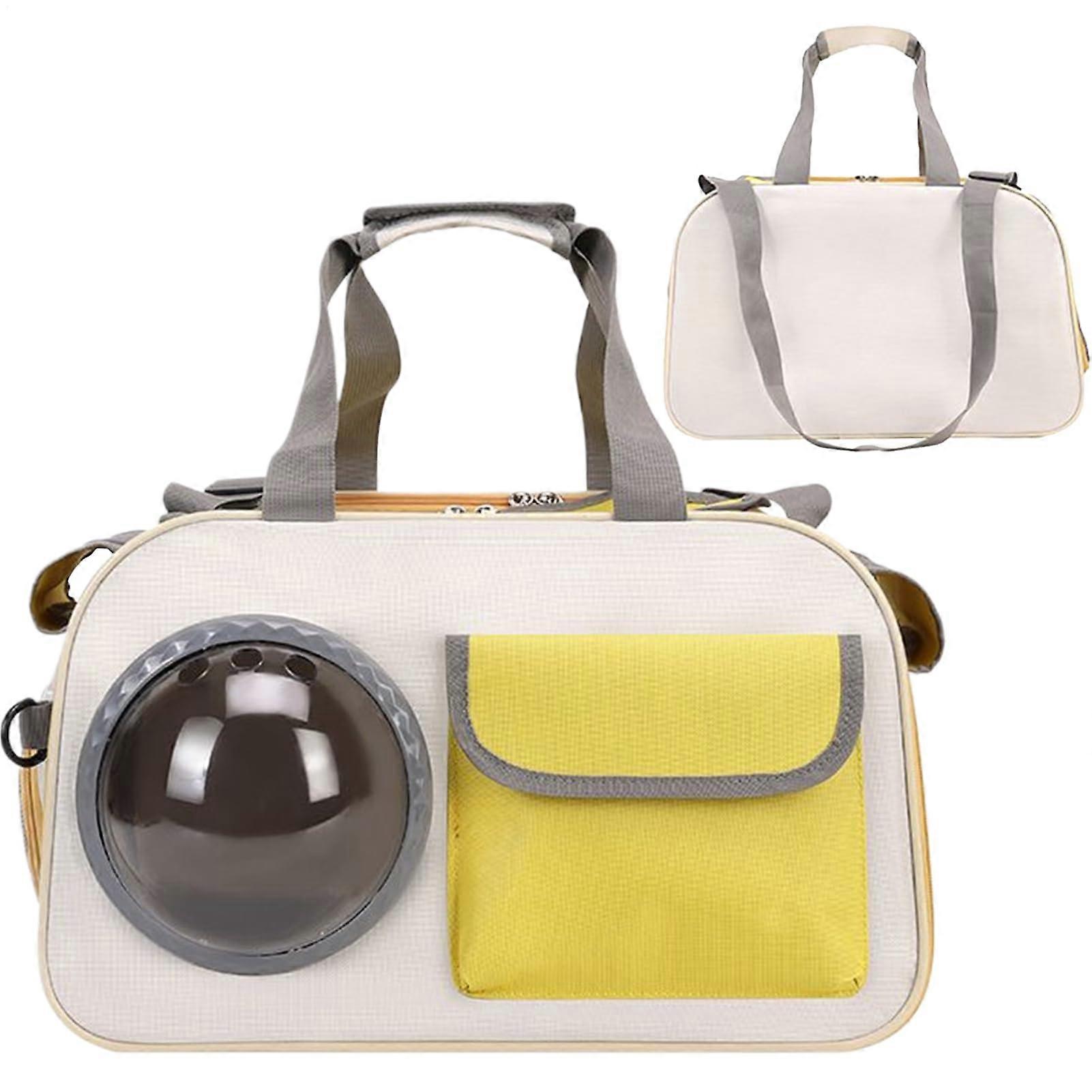 Small Cat Carrier Travel Carrier with Bubble Window for Cats Portable Pet Carrier for Outdoor Adventures, Yellow