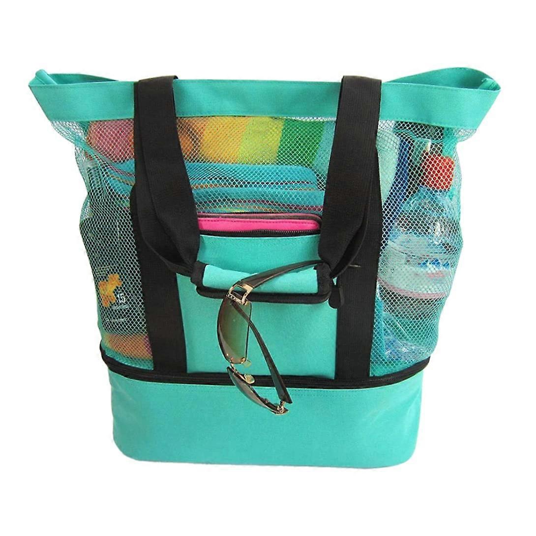 Beach Bag with Cooler, Removable Cooling Compartments, Green