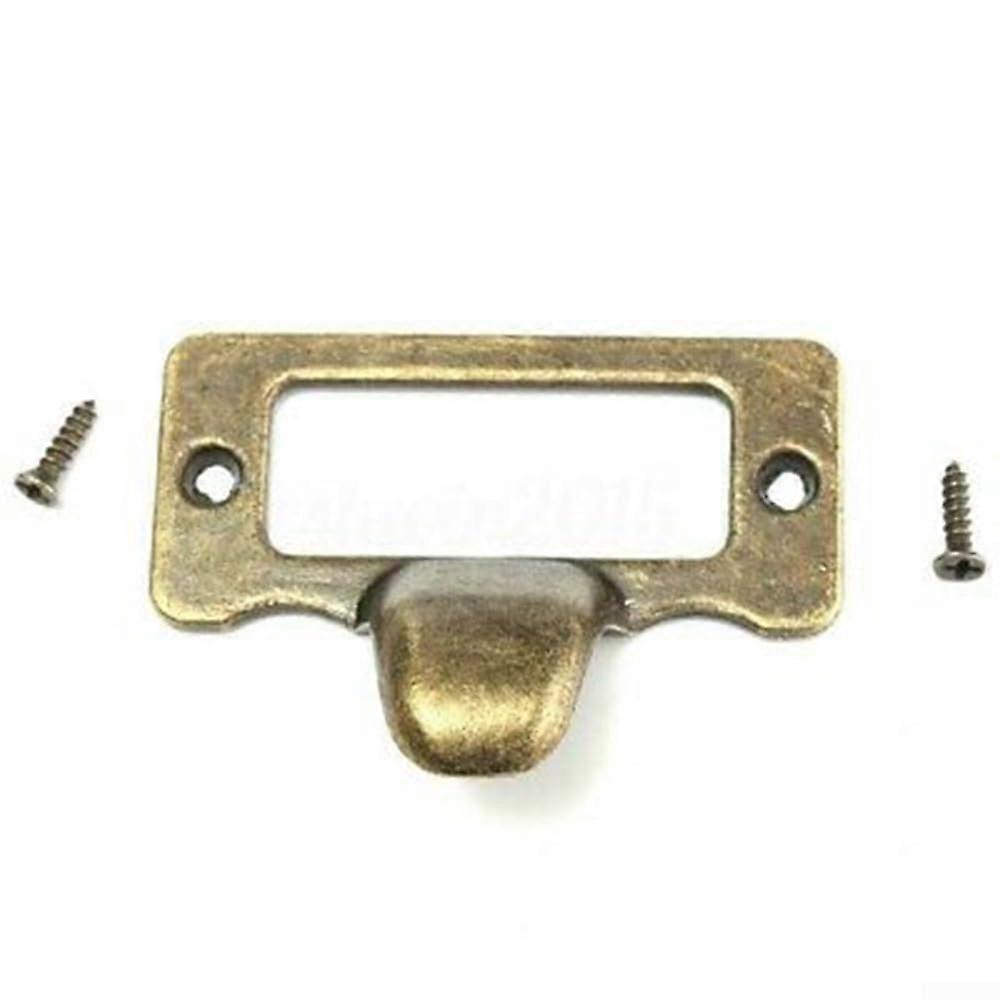 Antique Brass Labels Set of 10, Customizable Vintage Drawer Tags, Durable Material for Home Organization