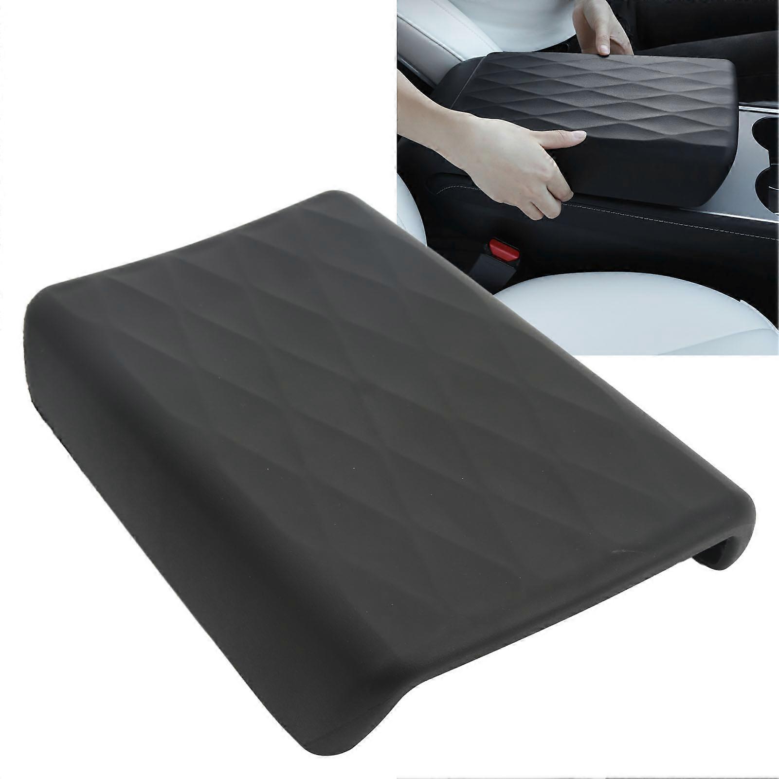 Center Armrest Box Lid Cover TPE Black Armrest Case Protector Soft Replacement for Tesla Model 3 2017‑2022 