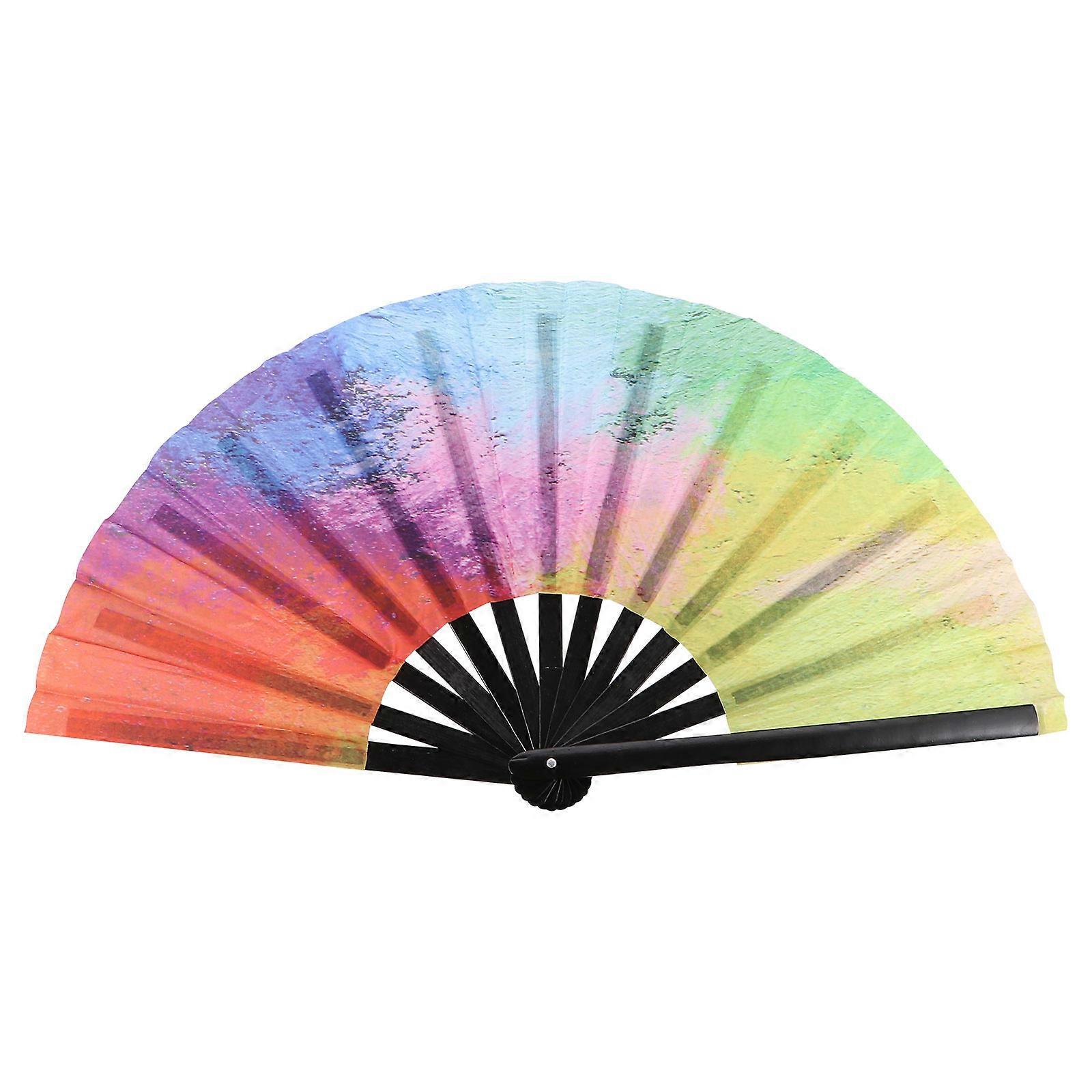 Japanese Style Folding Fan Handheld Assorted Color Synthetic Material for Decoration Use 1pc