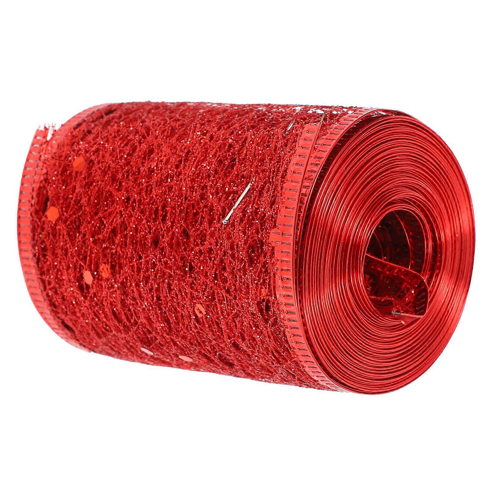 Glitter Mesh Ribbon 1 Roll Decorative Christmas Ribbon For Crafts Gift Bags And Floral Projects 600cm Length Red Classic Bowknot Making