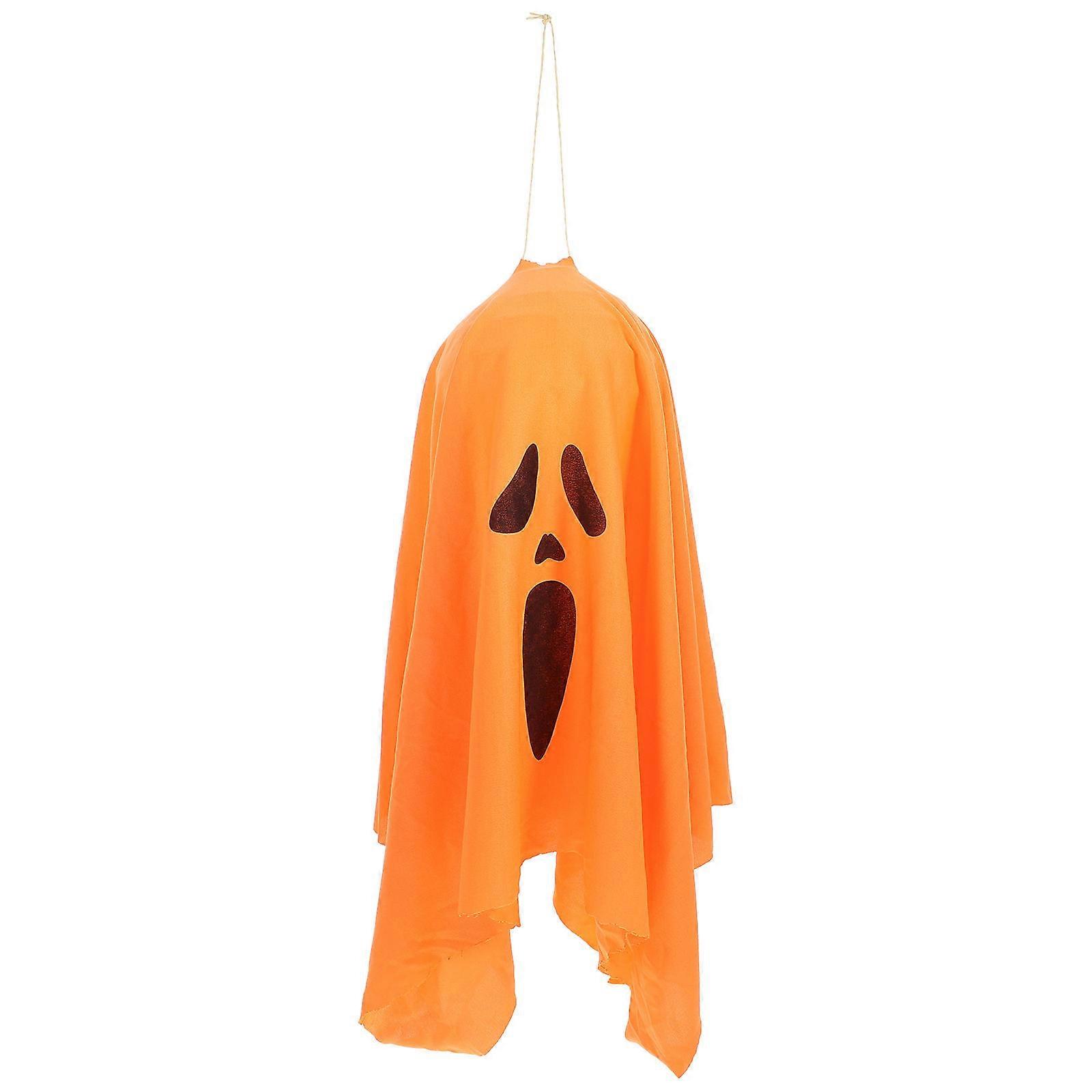 Ghost Shape Hanging Ghost Ornament Decoration For Lawn Patio 45X15CM Orange Scary Atmosphere 1Pack