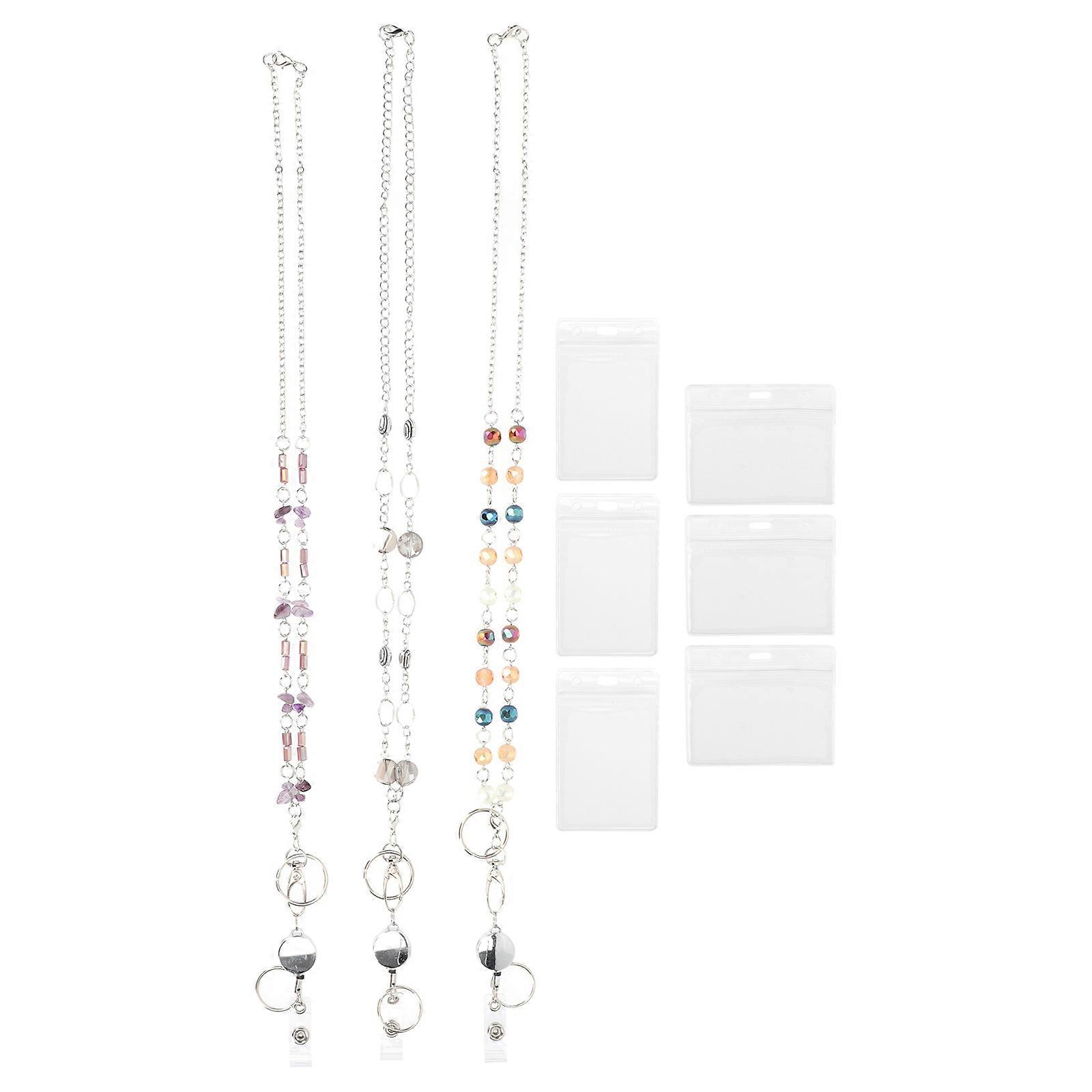 Cordão colorido para crachás de identificação ideais para professores fortes e 3 conjuntos com fivela giratória